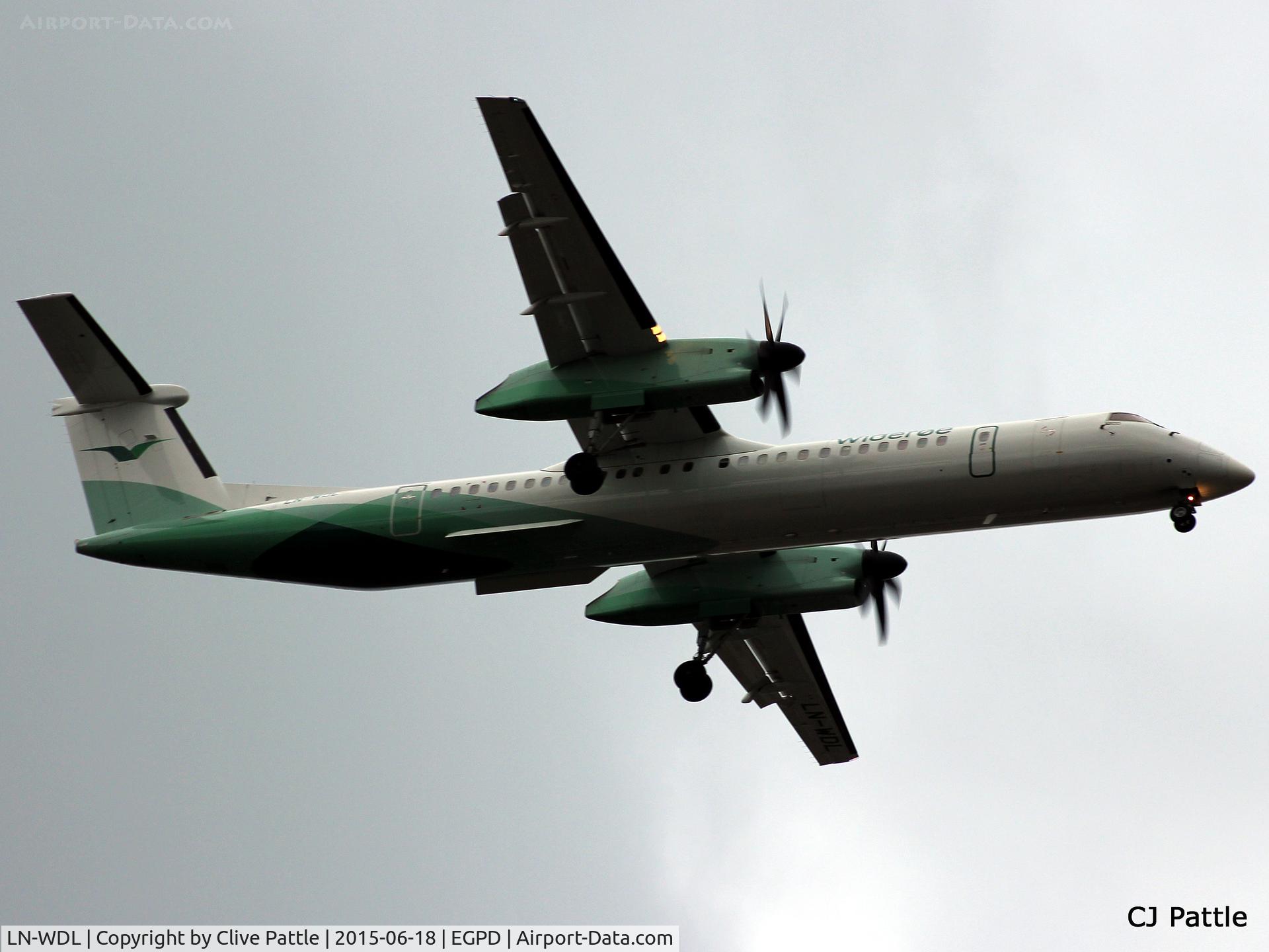 LN-WDL, 2011 De Havilland Canada DHC-8-402Q Dash 8 C/N 4392, Approach to land at Aberdeen Airport, Scotland EGPD
