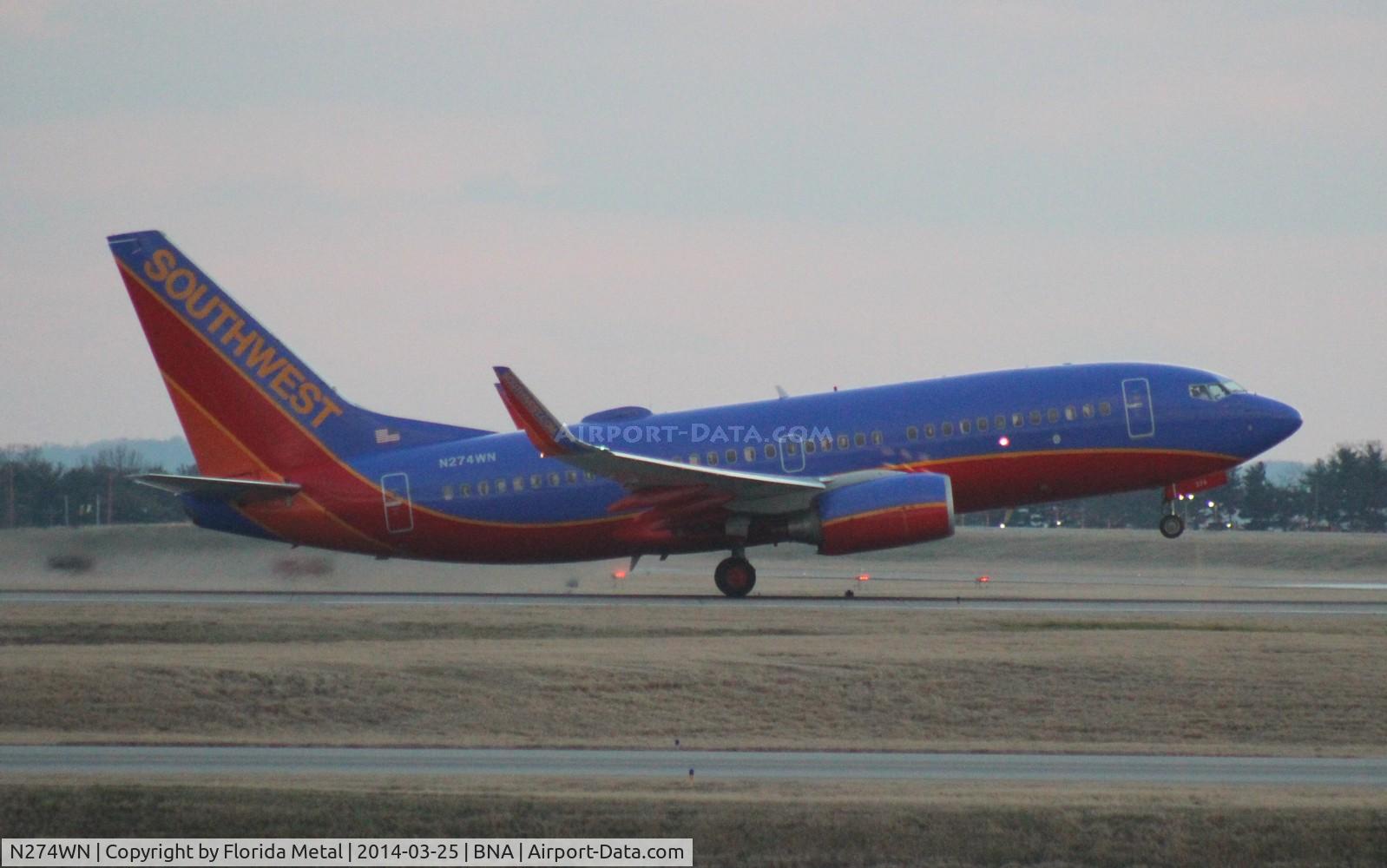 N274WN, 2007 Boeing 737-7H4 C/N 32529, Southwest
