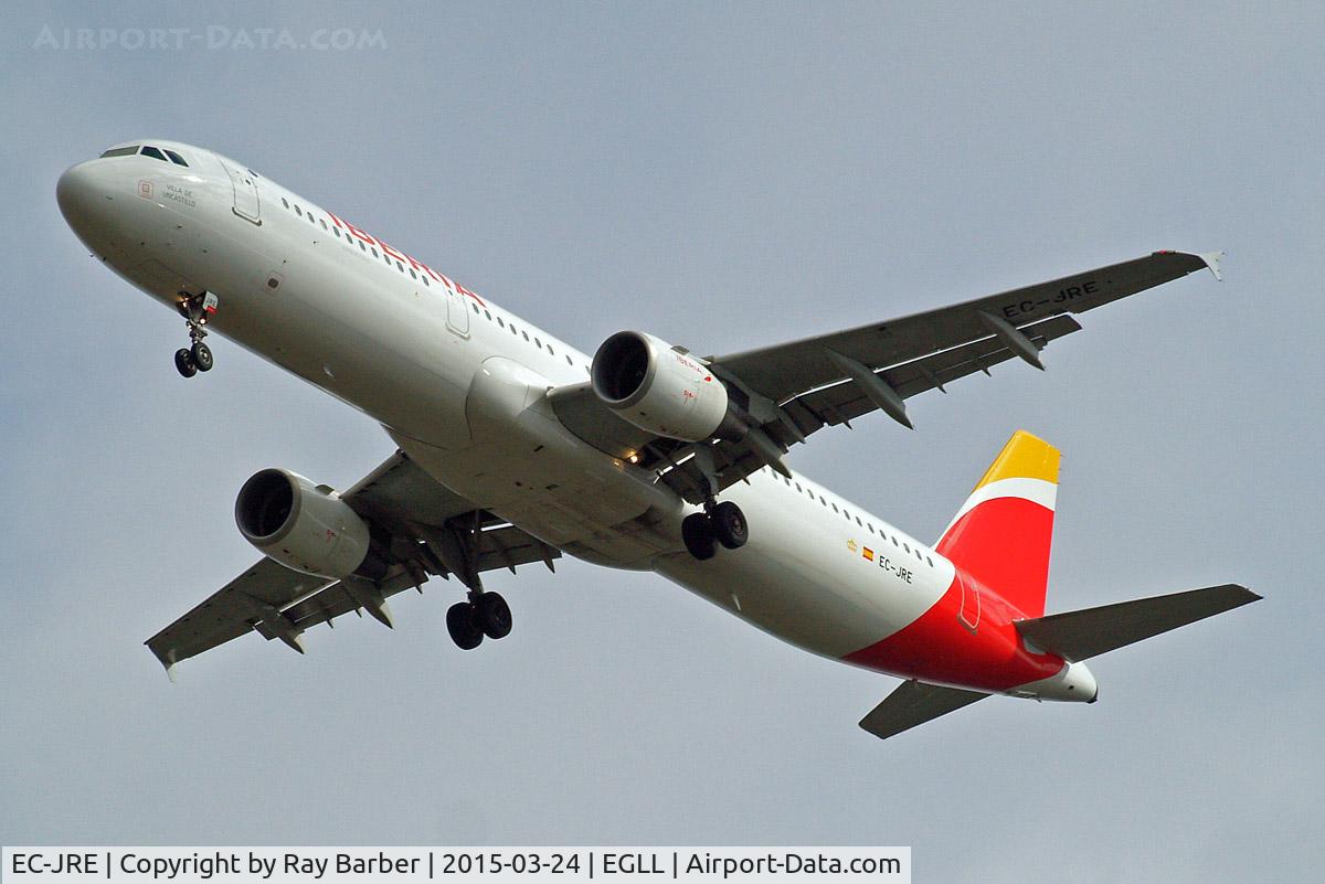 EC-JRE, 2006 Airbus A321-211 C/N 2756, Airbus A321-211 [2756] (Iberia) Home~G 24/03/2015. On approach 27R in revised scheme.