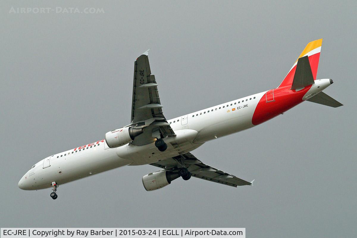 EC-JRE, 2006 Airbus A321-211 C/N 2756, Airbus A321-211 [2756] (Iberia) Home~G 24/03/2015. On approach 27R in revised scheme.