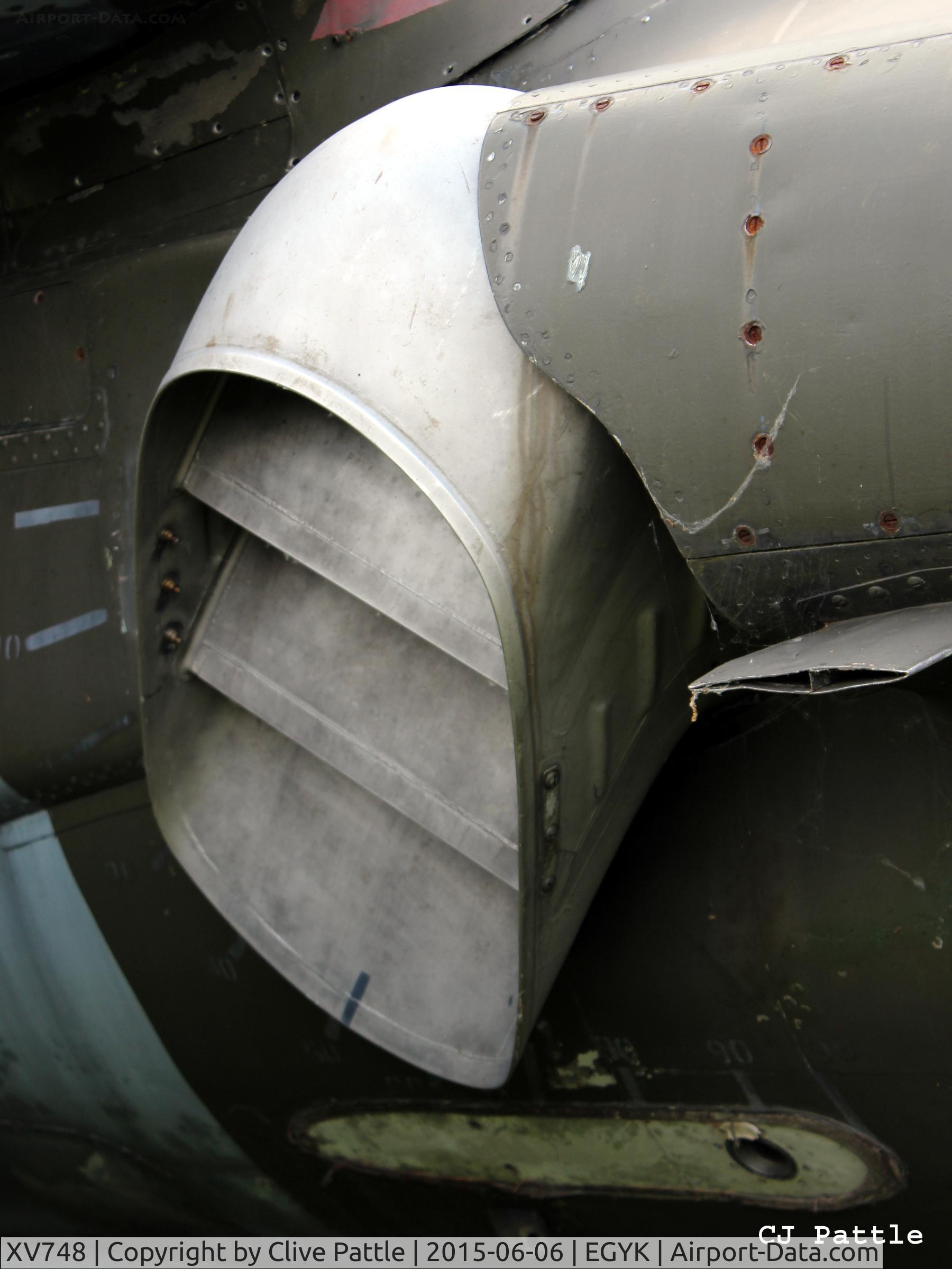 XV748, 1969 Hawker Siddeley Harrier GR.3 C/N 712011, Close up detail of thrust vectoring nozzle - On display at the Yorkshire Air Museum, Elvington, Yorks, UK former EGYK