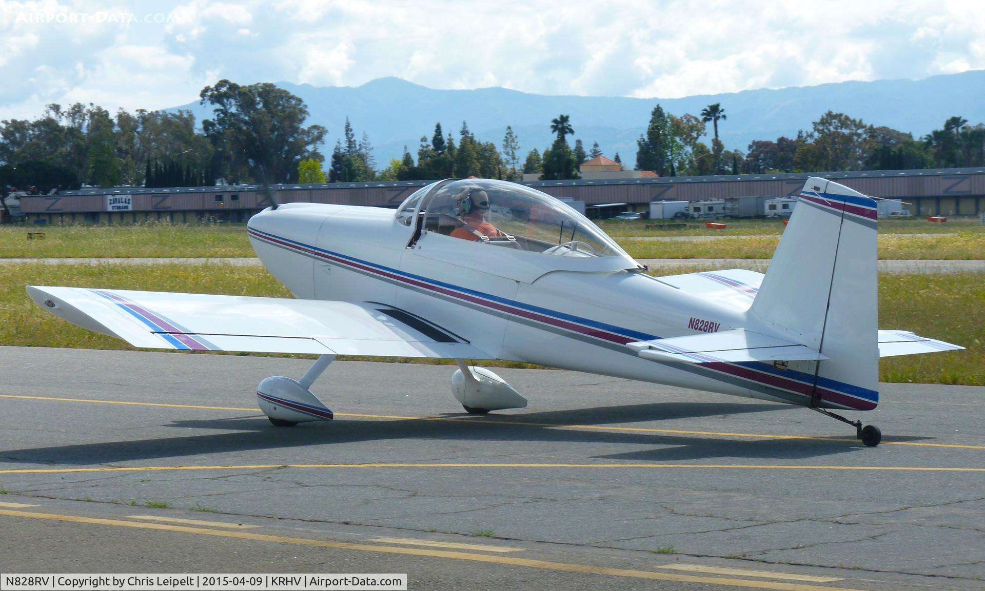 N828RV, 2001 Vans RV-8 C/N 80959, A privately owned transient 2001 Vans RV-8 taxing down Z to depart back to its home base (Petaluma Municipal) at Reid Hillview Airport, CA.