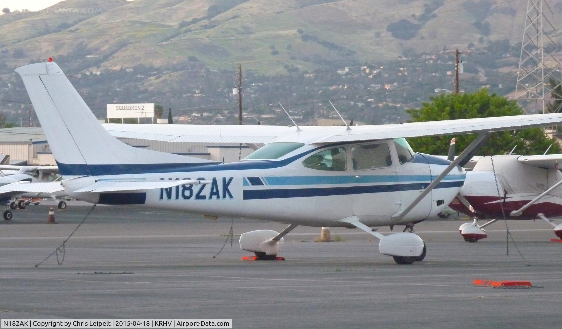 N182AK, 1979 Cessna 182Q Skylane C/N 18267486, A local 1979 Cessna 182Q (TRADE WINDS AVIATION, CA) equipped with a G1000 parked at the TW ramp at Reid Hillview Airport, CA.