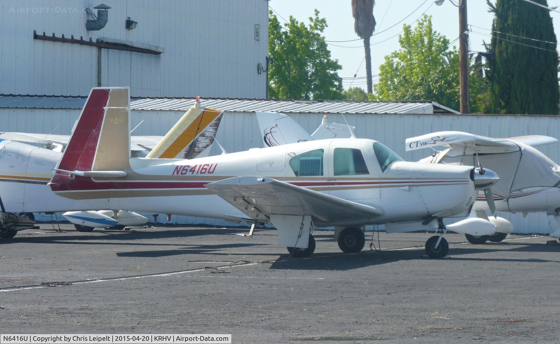 N6416U, 1962 Mooney M20C Ranger C/N 2163, A local 1962 Mooney M20C parked beside the Victory Aero hangar at Reid Hillview Airport, CA.