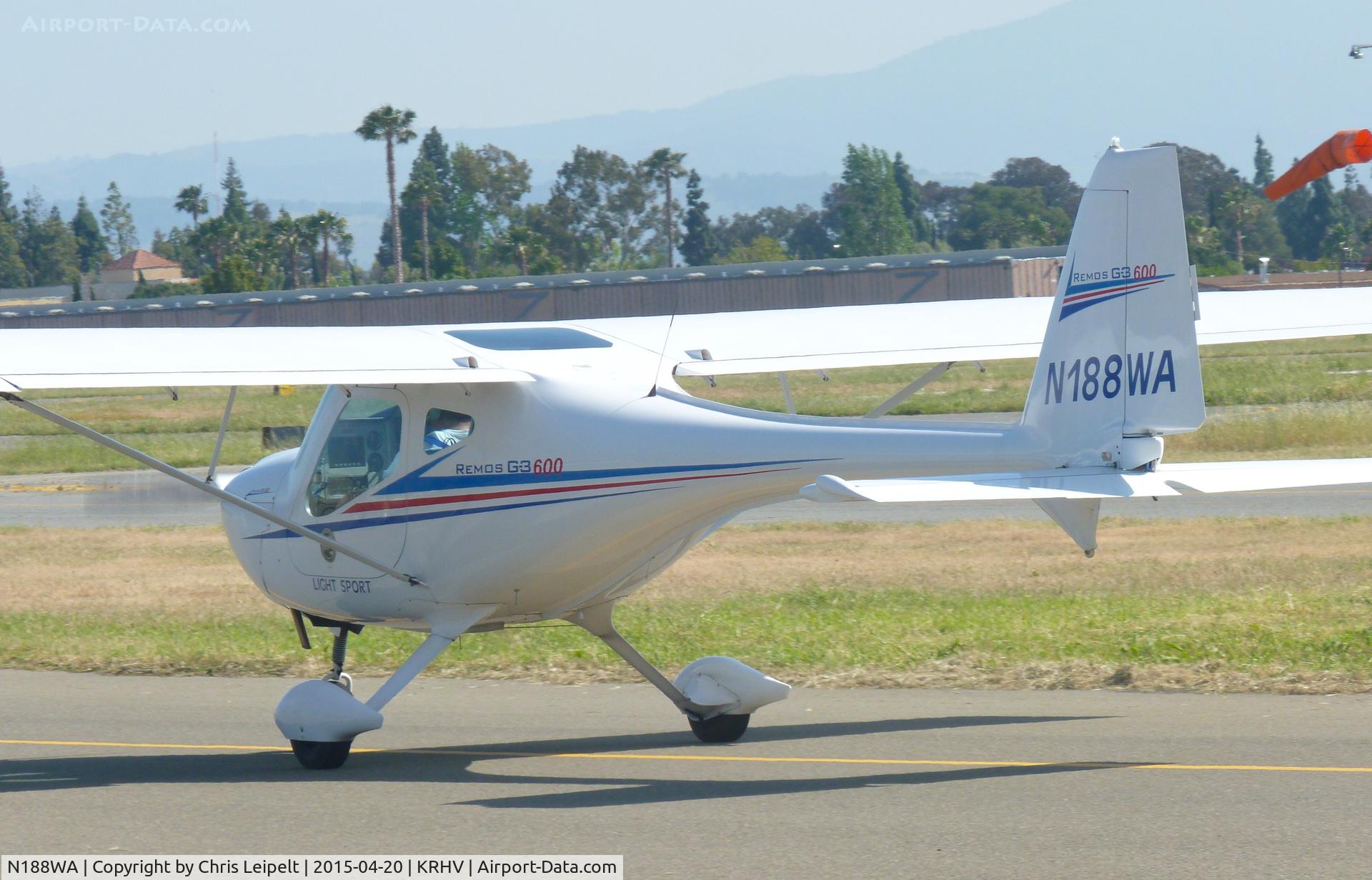 N188WA, 2007 Remos G-3/600 Mirage C/N 188, A local 2007 Remos G-3 taxing down Z at Reid Hillview Airport, CA.