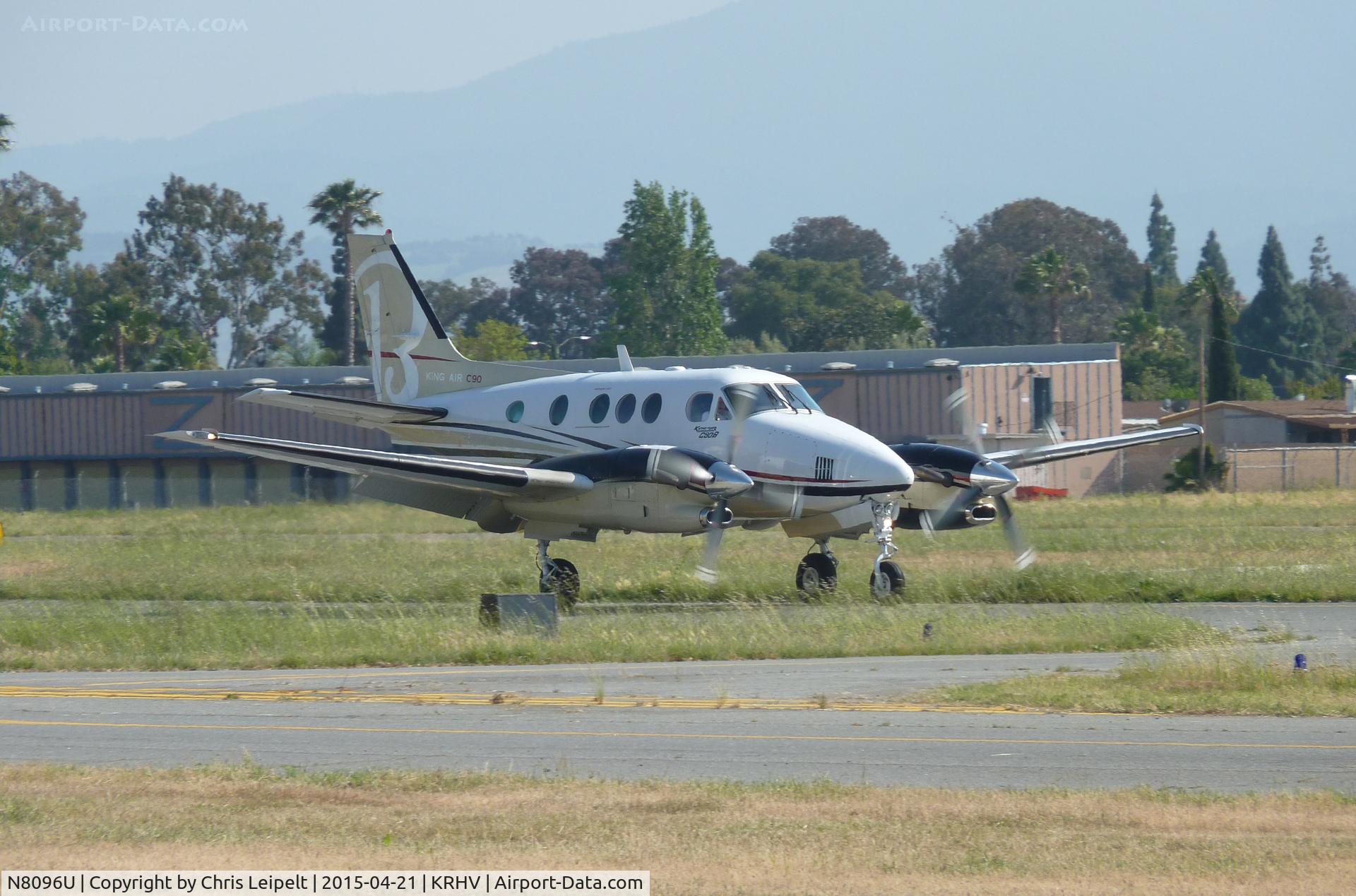 N8096U, 1993 Beech C90A King Air C/N LJ-1326, A local 1993 Beechcraft C90B King Air rolling down 31R after an IFR landing at Reid Hillview Airport, CA.