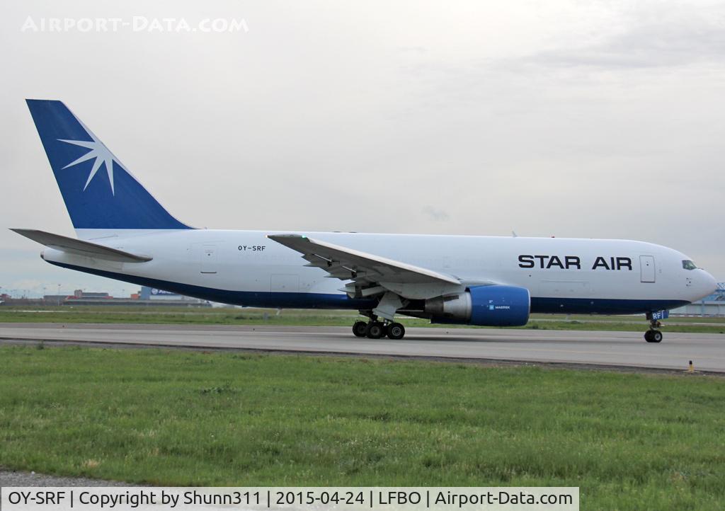 OY-SRF, 1986 Boeing 767-219 C/N 23327, Taxiing holding point rwy 14L in full new c/s