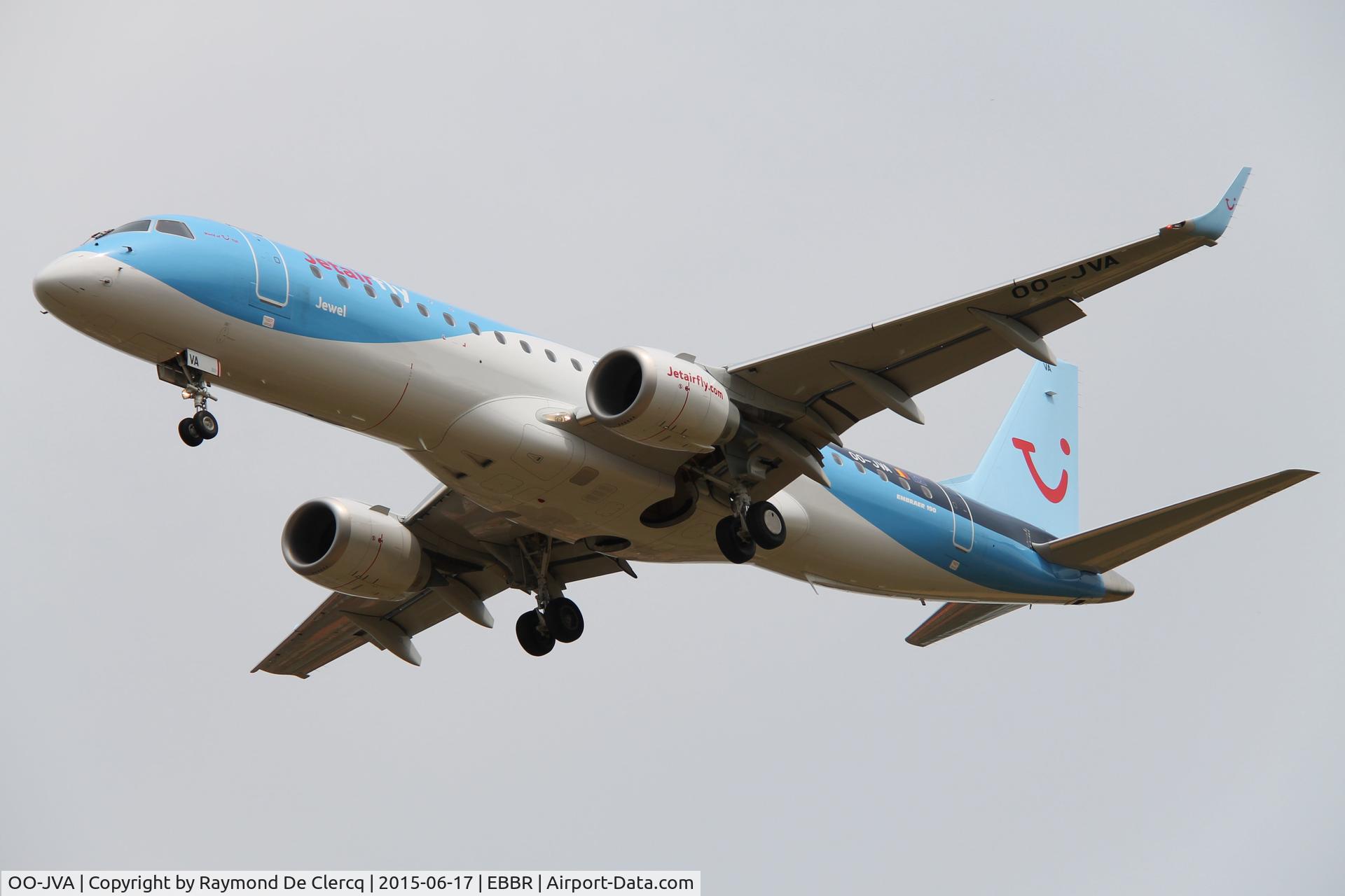 OO-JVA, 2015 Embraer 190STD (ERJ-190-100STD) C/N 19000689, Landing at Brussels.