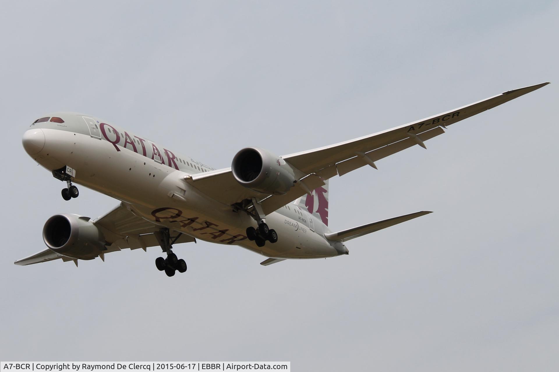 A7-BCR, 2014 Boeing 787-8 Dreamliner Dreamliner C/N 38336, Landing at Brussels.