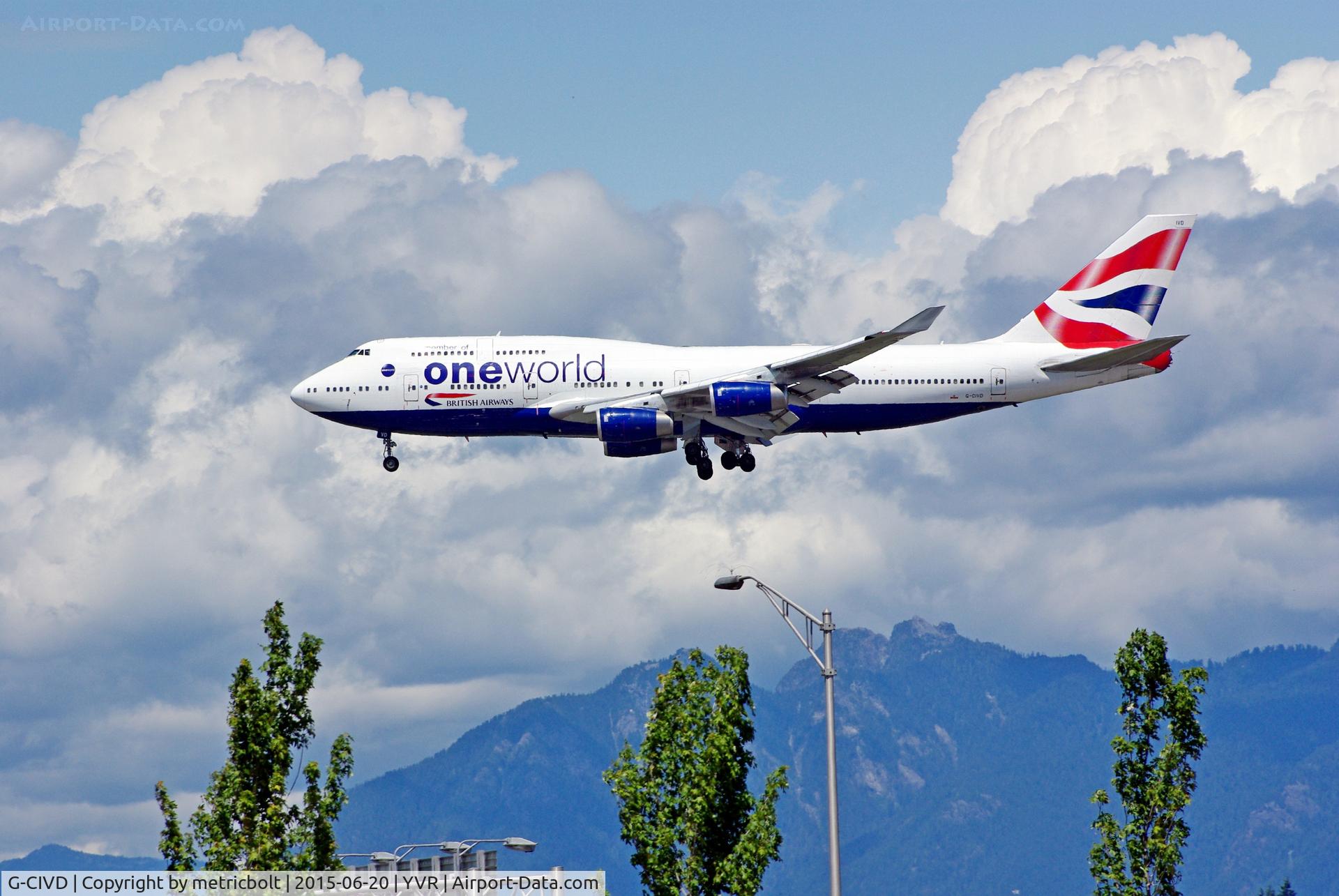 G-CIVD, 1994 Boeing 747-436 C/N 27349, Arrival at YVR