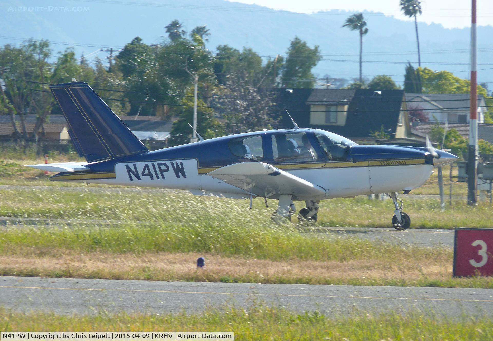 N41PW, 1985 Socata TB-20 Trinidad C/N 527, A locally based 1985 Socata TB-20 rolling down 31R at Reid Hillview Airport, CA.