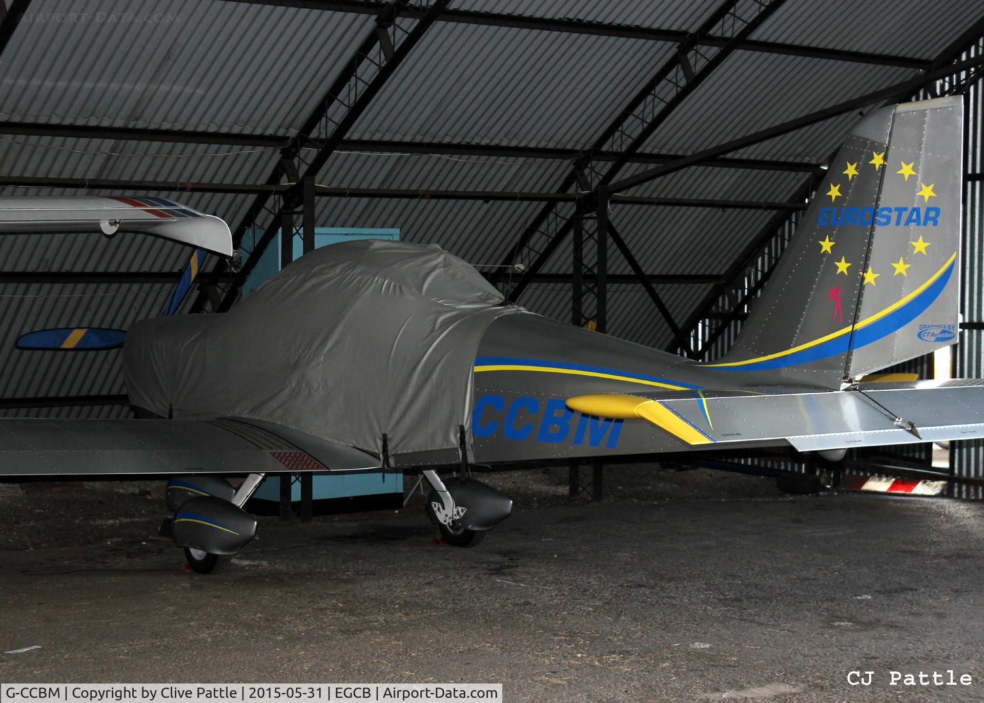 G-CCBM, 2003 Aerotechnik EV-97 Eurostar C/N PFA 315-14023, Hangared at Barton Airfield, Manchester - EGCB