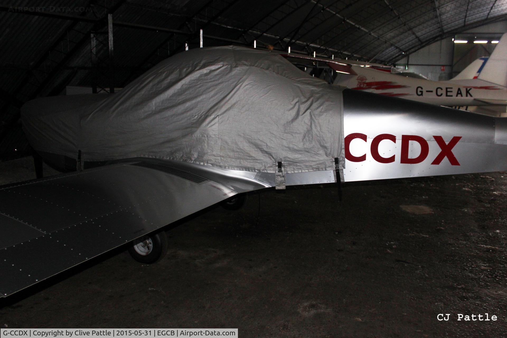 G-CCDX, 2003 Aerotechnik EV-97 Eurostar C/N PFA 315-14013, Hangared at Barton Airfield, Manchester - EGCB