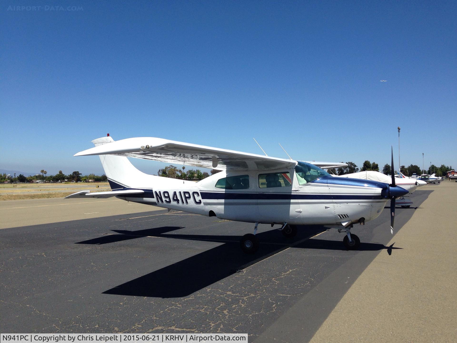 N941PC, 1978 Cessna T210M Turbo Centurion C/N 21062518, A transient 1978 Cessna T210M at Reid Hillview Airport, CA. It got one of the last tie downs at transient parking!