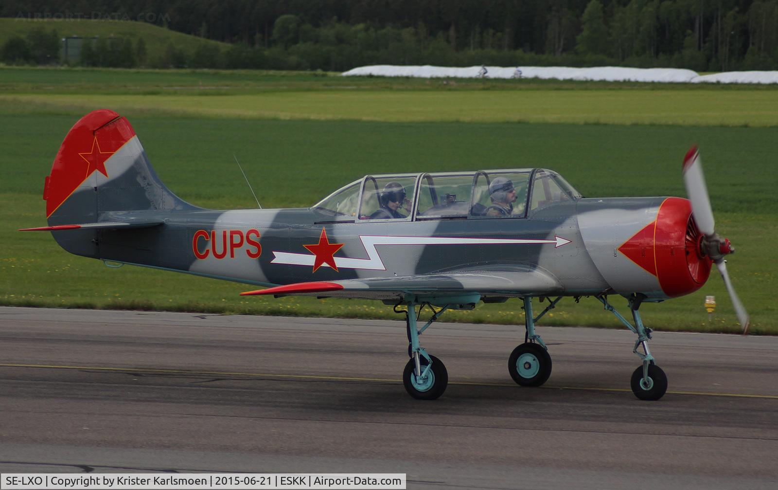 SE-LXO, 1990 Bacau Yak-52 C/N 9010312, Take off for another aerobatic trip.
