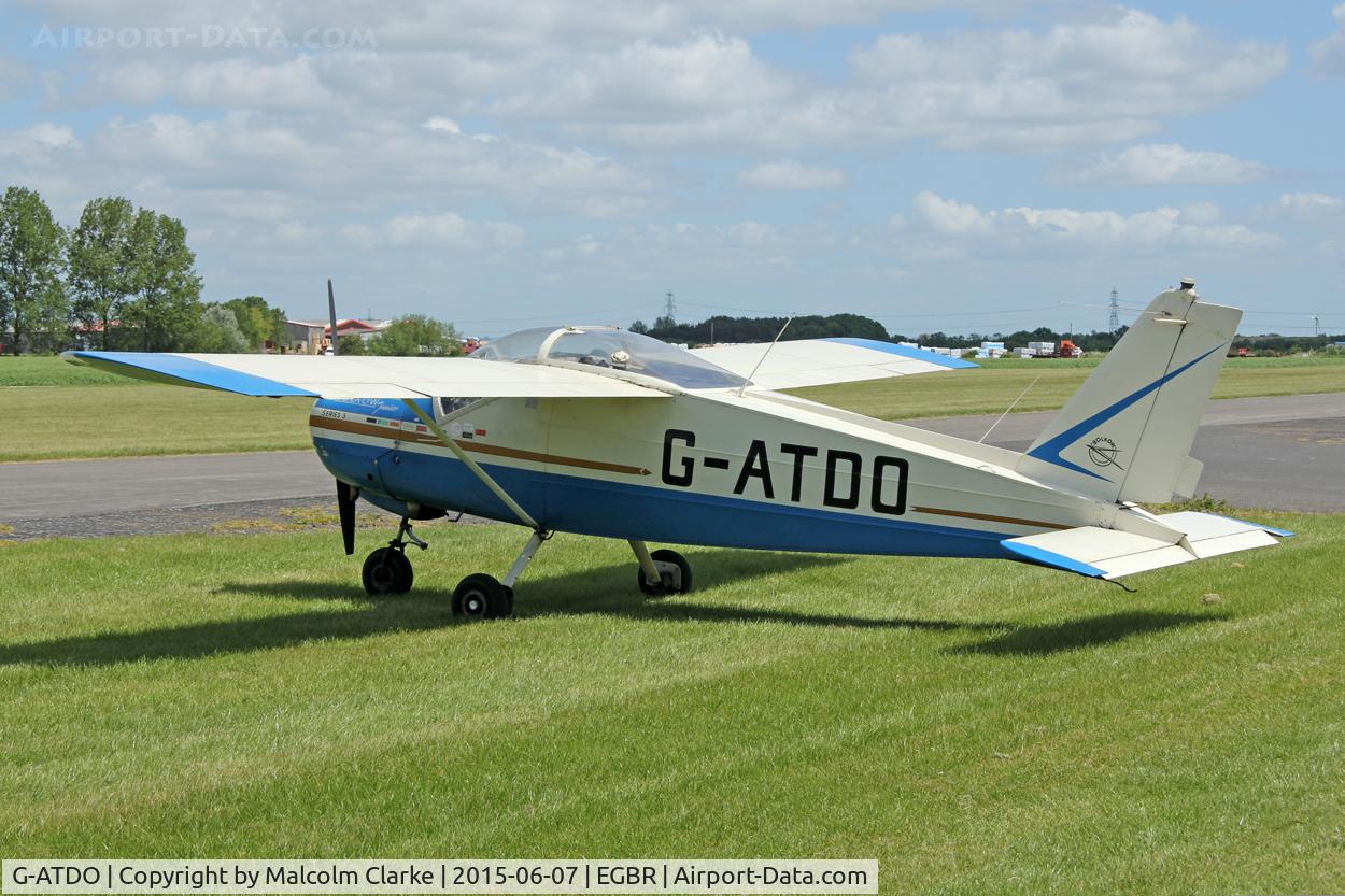 G-ATDO, 1965 Bolkow Bo-208C Junior C/N 576, Bolkow BO-208C Junior at The Real Aeroplane Club's Radial Engine Aircraft Fly-In, Breighton Airfield, June 7th 2015.