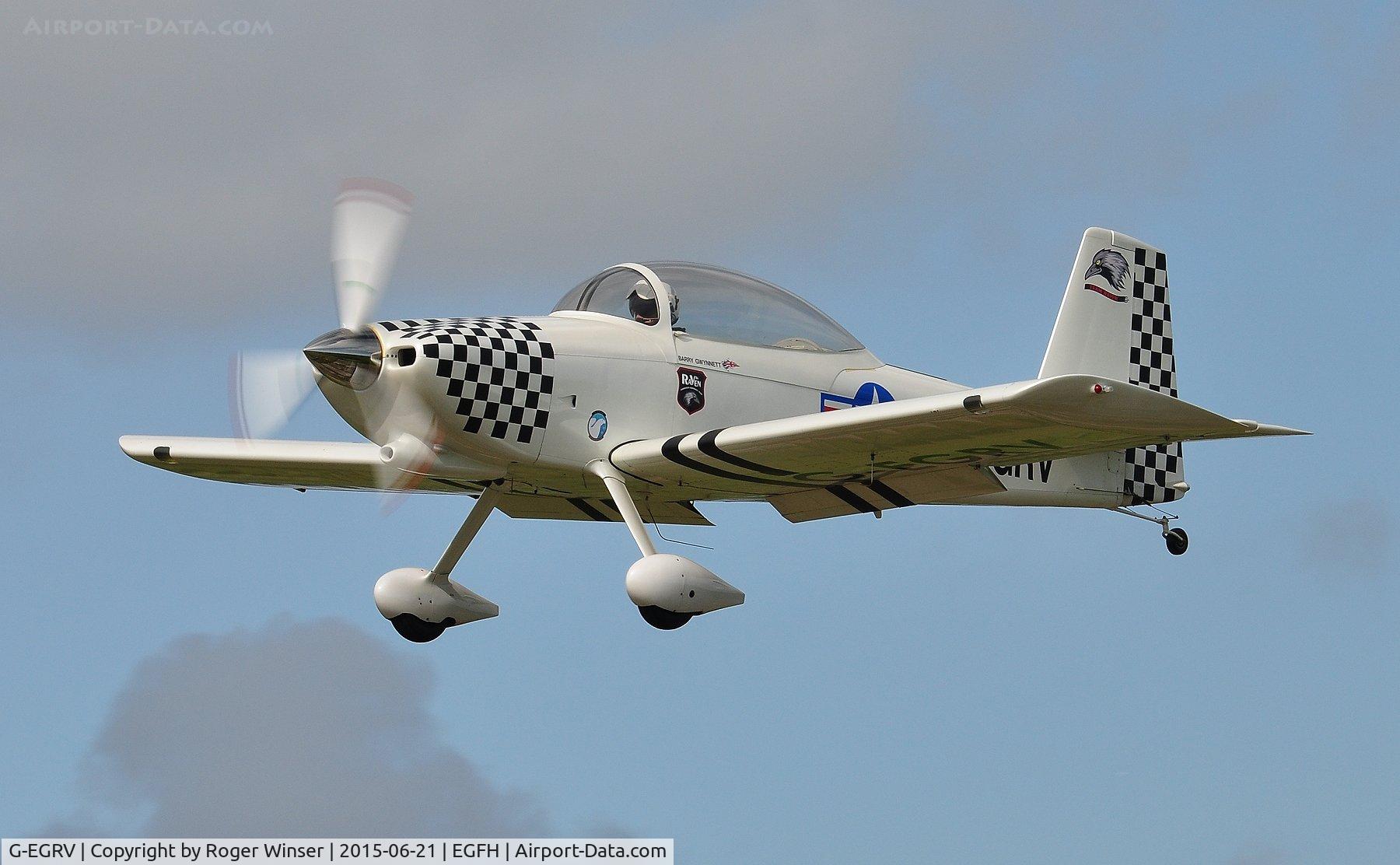 G-EGRV, 2007 Vans RV-8 C/N PFA 303-13639, Team Raven aircraft (Raven 3) returning from the team's display on the second day of the Weston-super-Mare air show.