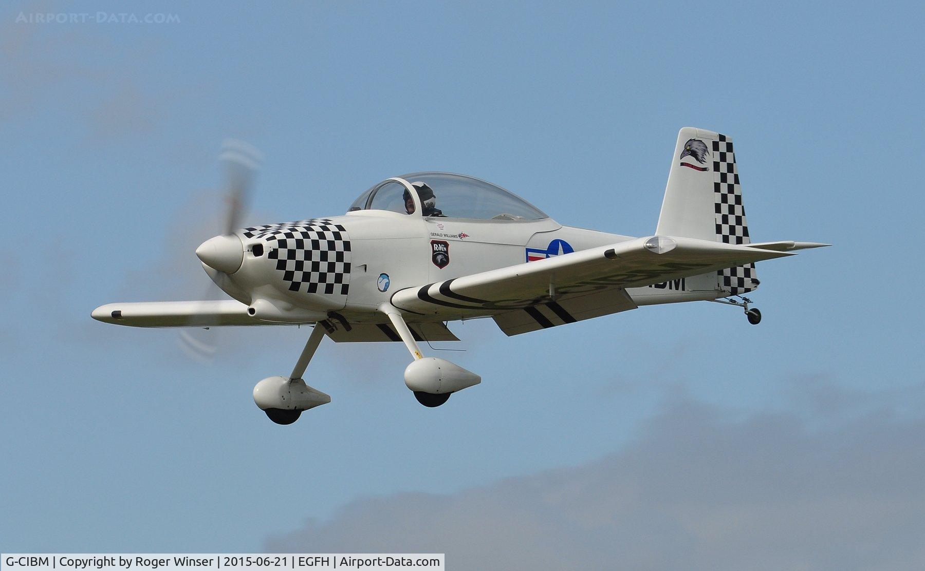 G-CIBM, 2013 Vans RV-8 C/N LAA 303-15083, Team Raven aircraft returning from the team's display on the second day of the Weston-super-Mare air show.