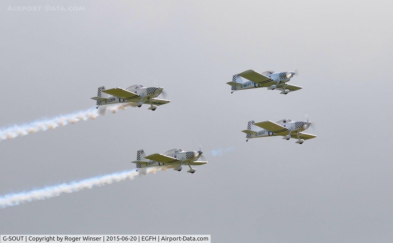 G-SOUT, 2006 Vans RV-8 C/N PFA 303-13295, In the number 3 slot in the formation as Team Raven return from their display on the first day of the Weston-super-Mare air show.