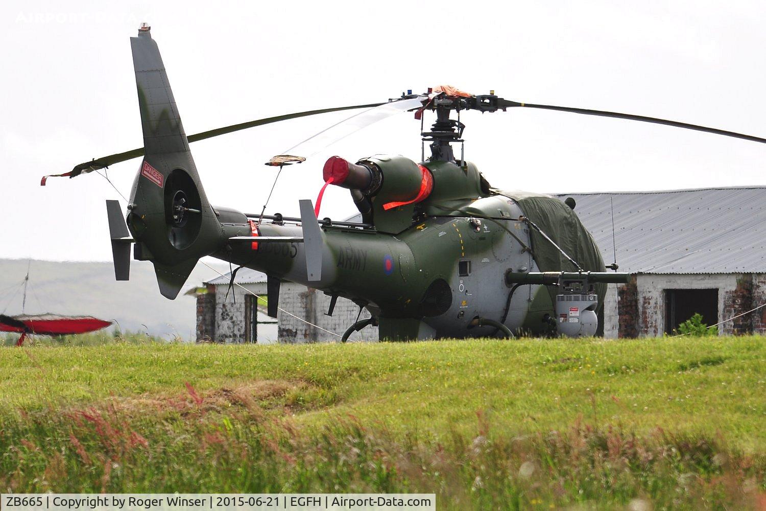 ZB665, 1983 Westland SA-341B Gazelle AH1 C/N 1932, Visiting Army Air Corps helicopter.