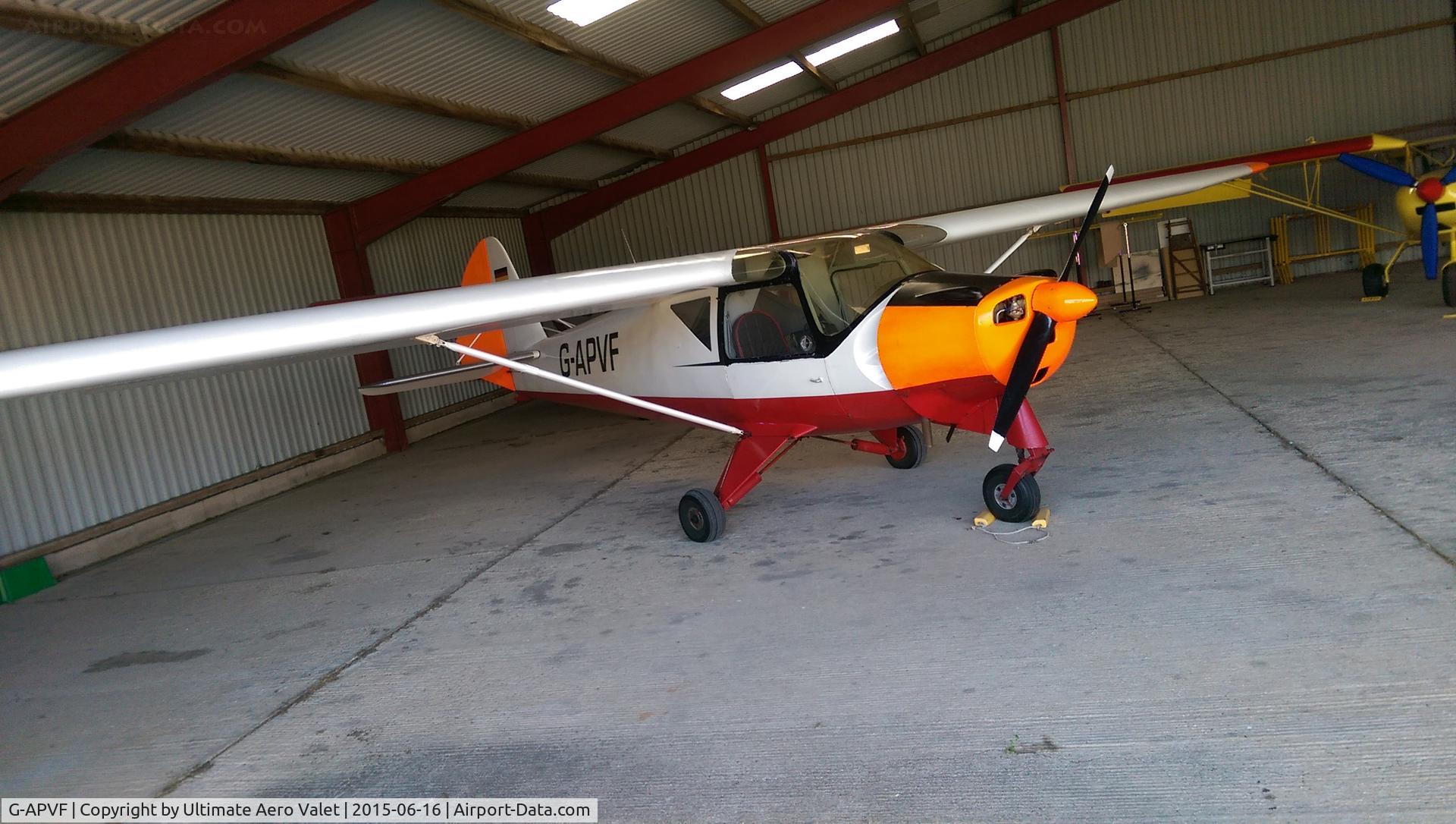 G-APVF, 1959 Putzer Elster B C/N 006, Returned to hangar after short flight.
