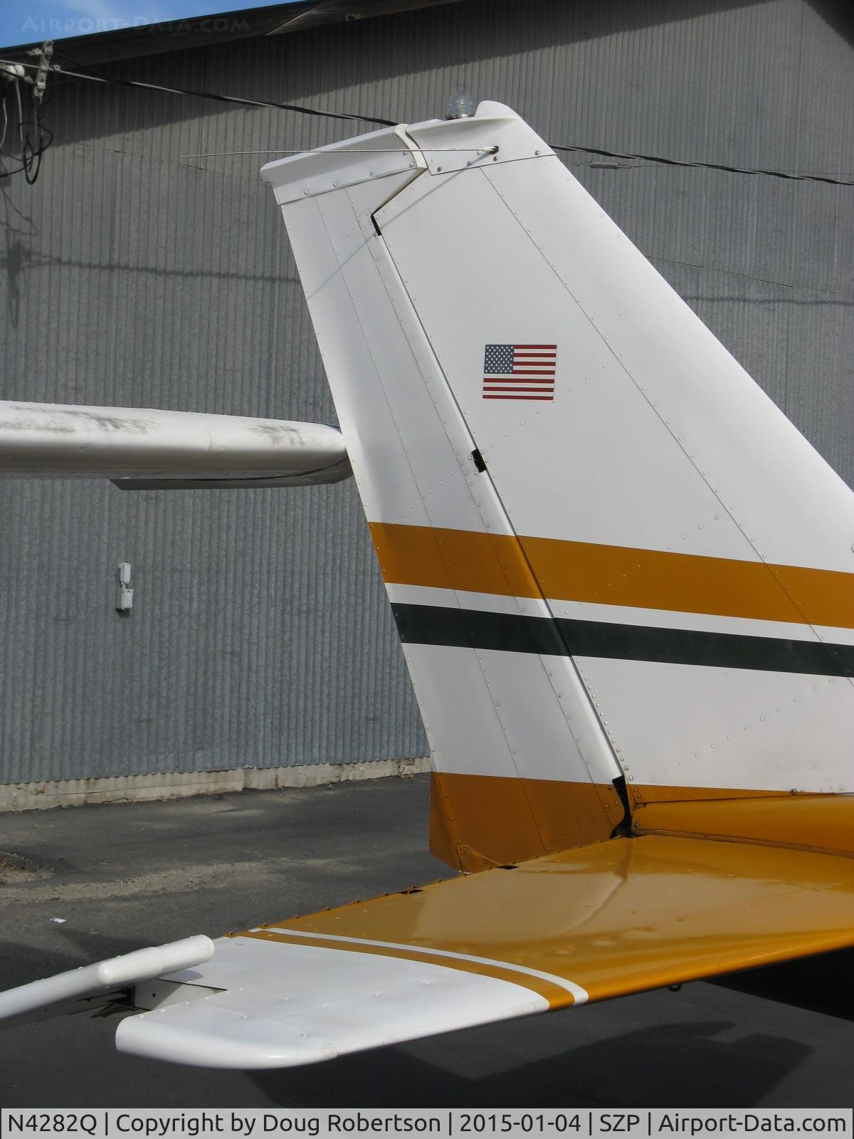 N4282Q, 1971 Cessna 172L C/N 17260182, 1971 Cessna 172L SKYHAWK, Lycoming O-320-E2D 150 Hp, closeup of rudder damage-