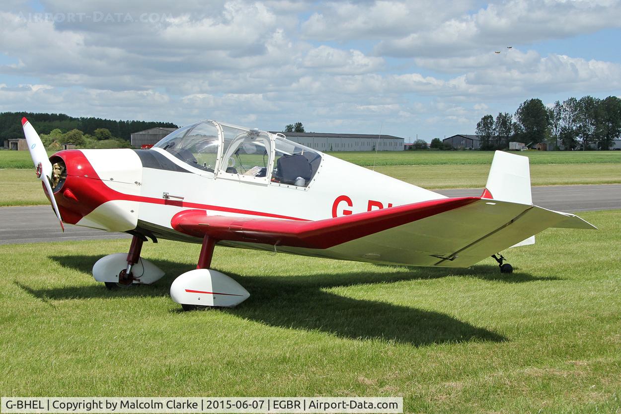 G-BHEL, 1957 SAN Jodel D-117 C/N 735, SAN Jodel D-117 at The Real Aeroplane Club's Radial Engine Aircraft Fly-In, Breighton Airfield, June 7th 2015.