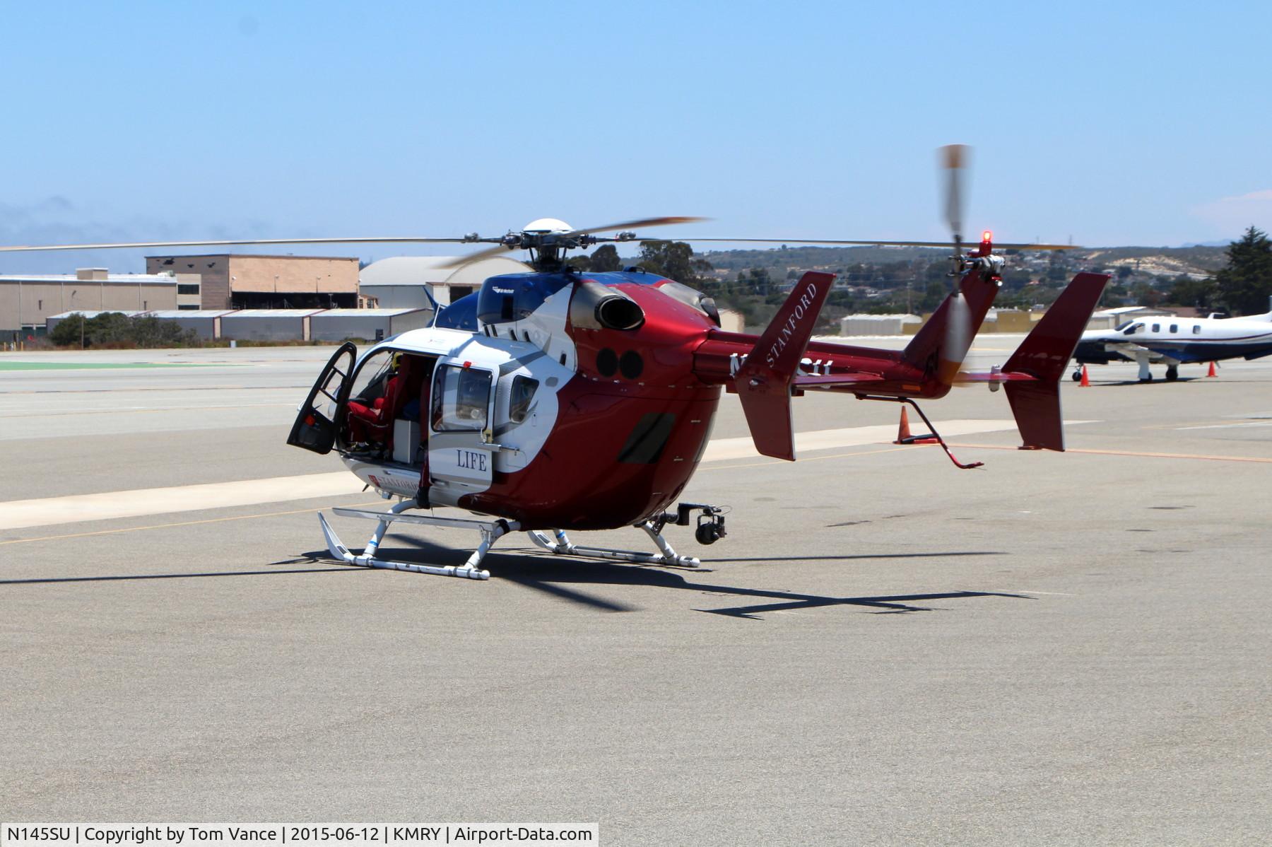 N145SU, 2006 Eurocopter-Kawasaki EC-145 (BK-117C-2) C/N 9102, N145SU just landed at Monterey for fuel.