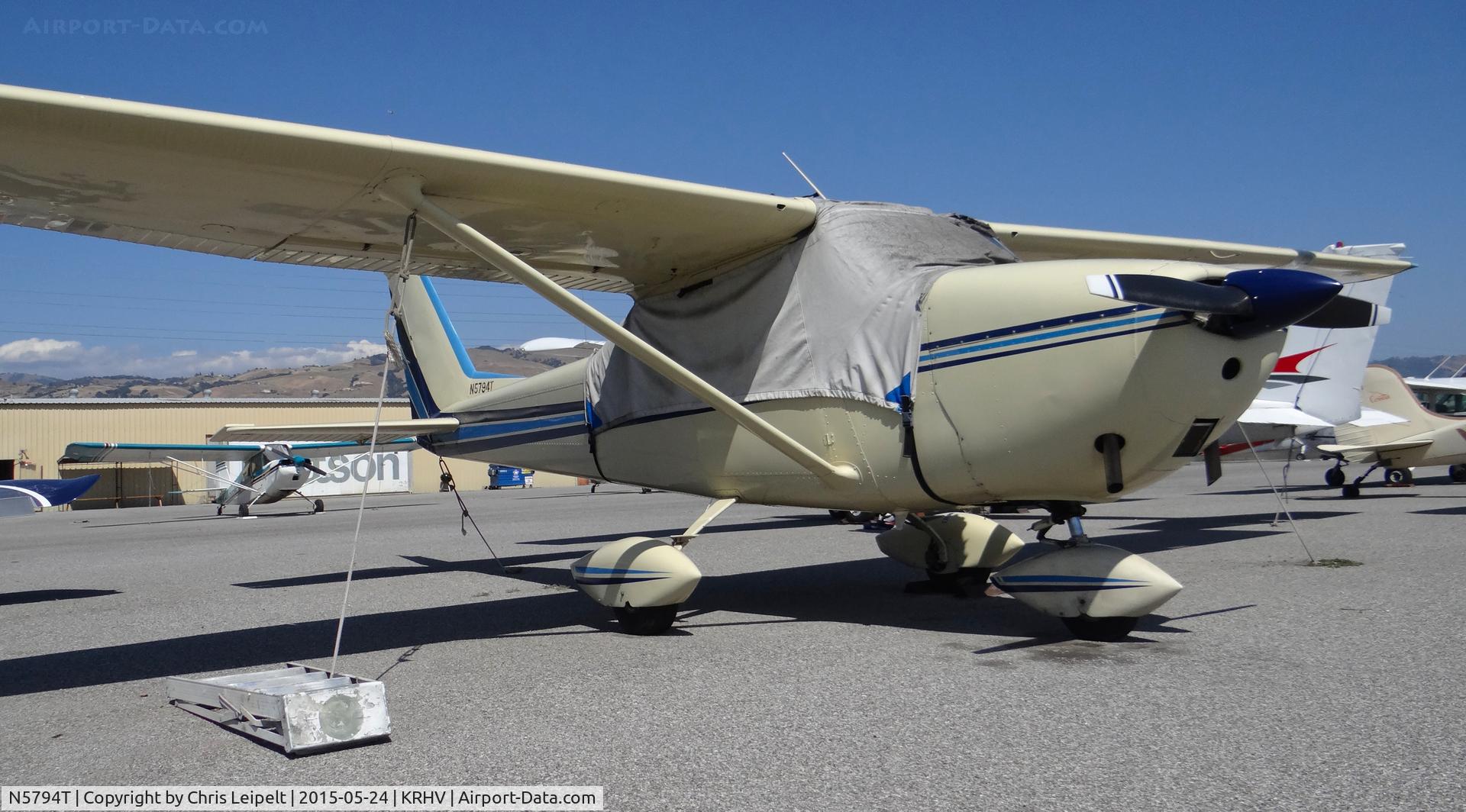 N5794T, 1964 Cessna 172E C/N 17251694, A locally based 1964 Cessna 172E sitting at the Aero Dynamic ramp @ Reid Hillview Airport, CA. It hasn't flown IFR since 2012 so its mostly a VFR flyer.
