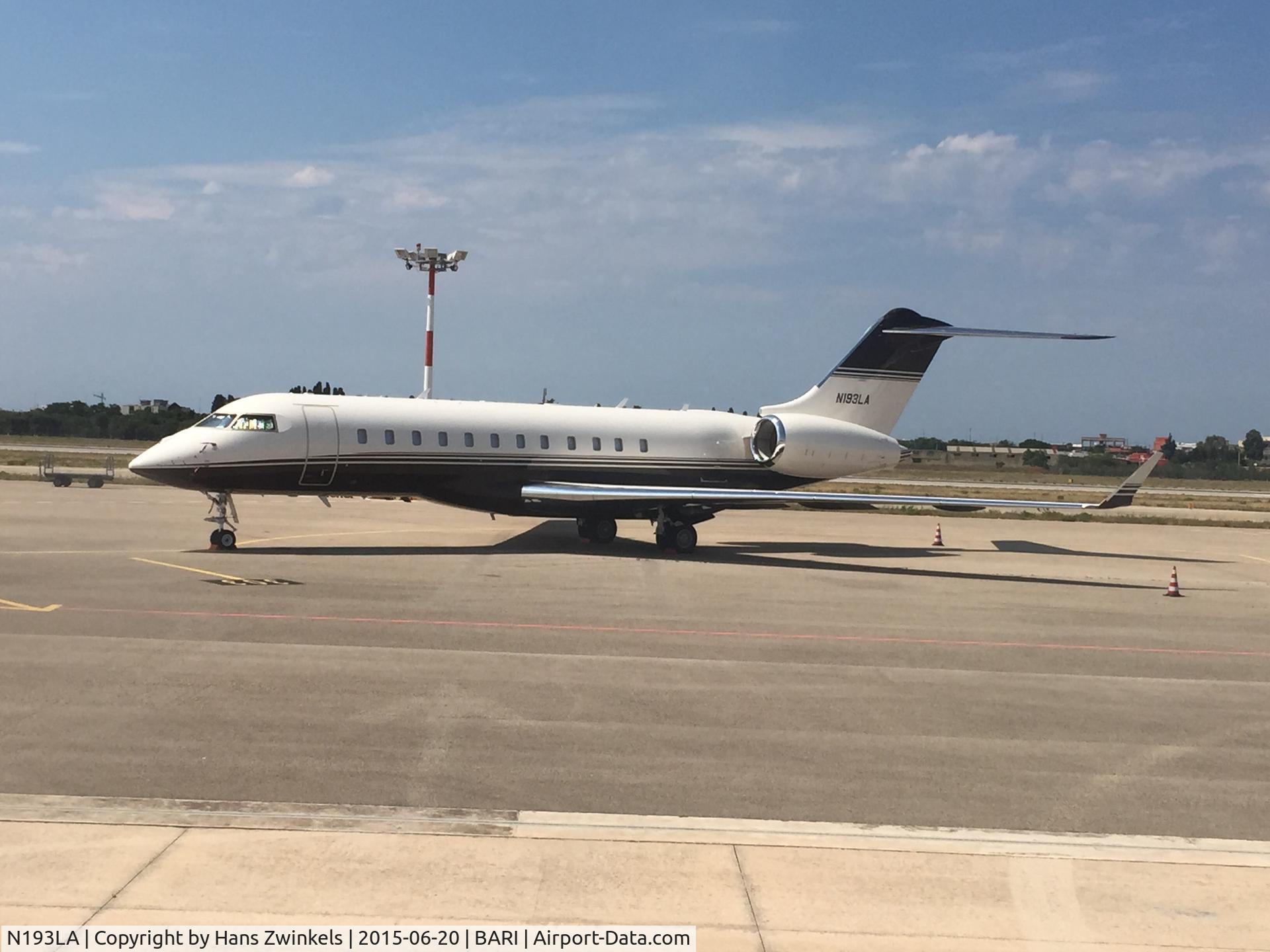 N193LA, 2007 Bombardier BD-700-1A11 Global 5000 C/N 9255, N193LA seen at the airport of Bari in Italy