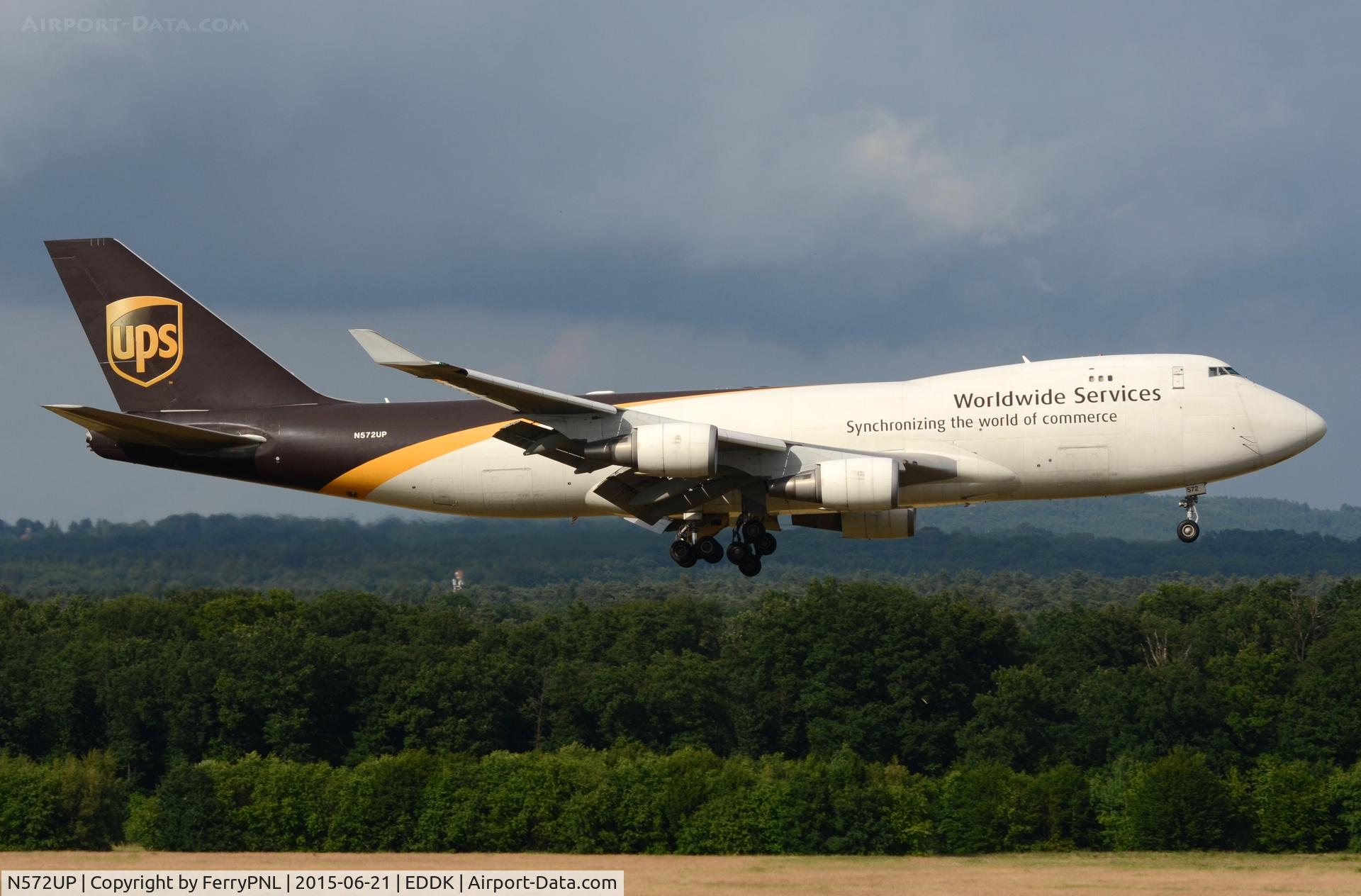 N572UP, 2007 Boeing 747-44AF C/N 35669, UPS B744F arriving after the thundestorm.