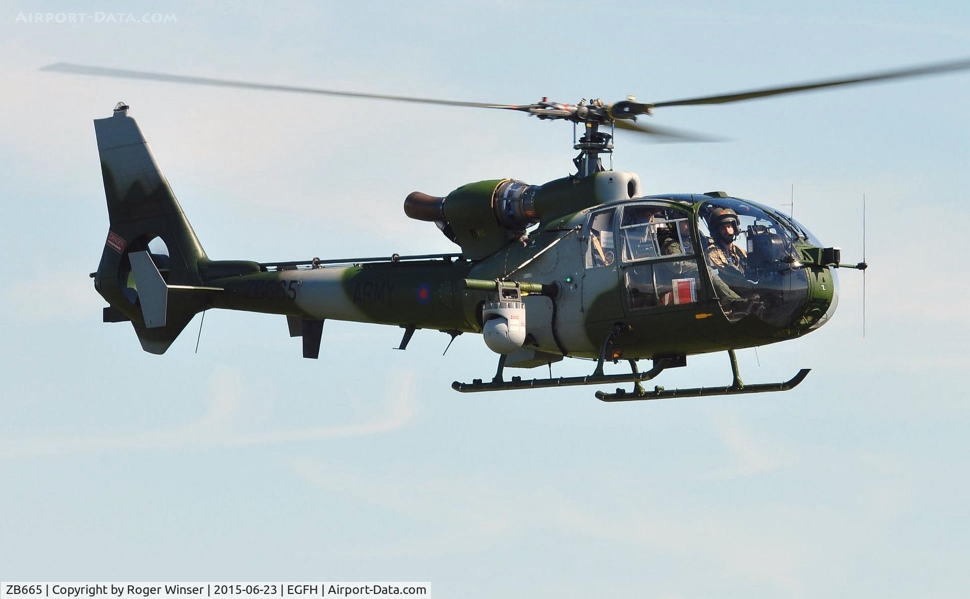 ZB665, 1983 Westland SA-341B Gazelle AH1 C/N 1932, Visiting Army Air Corps helicopter.