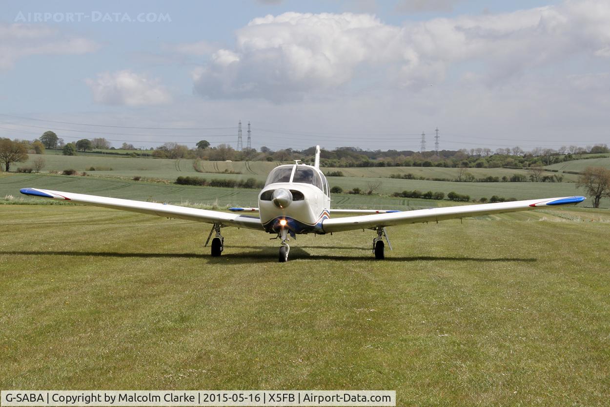 G-SABA, 1977 Piper PA-28R-201T Cherokee Arrow III C/N 28R-7703268, Piper PA-28R-201T Turbo Arrow III at Fishburn Airfield UK, at the opening of Fishburn Airfield's new clubhouse, May 16th 2015.