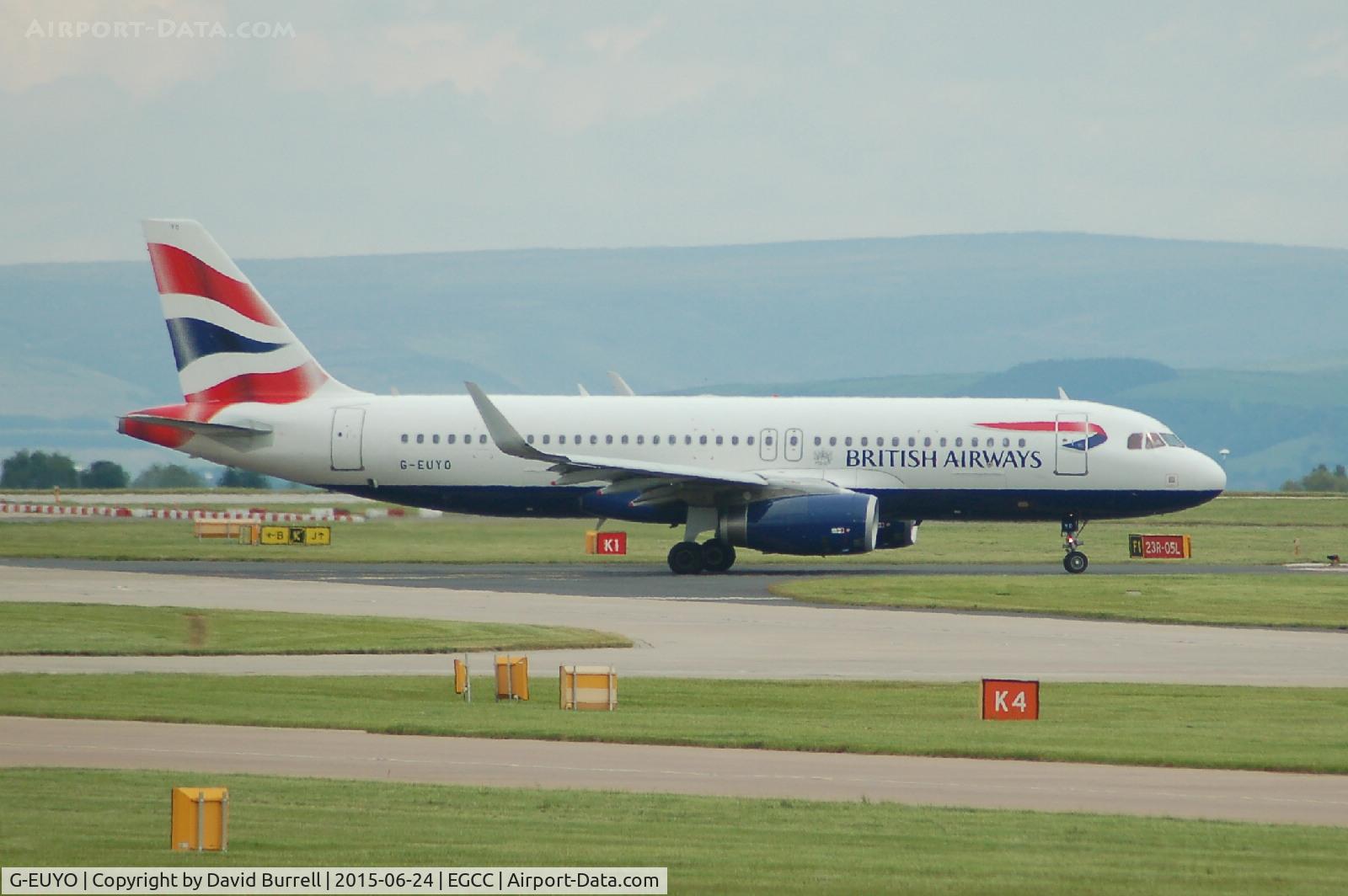 G-EUYO, 2013 Airbus A320-232 C/N 5634, British Airways Airbus A320-232 G-EUYO taxiing at Manchester Airport.