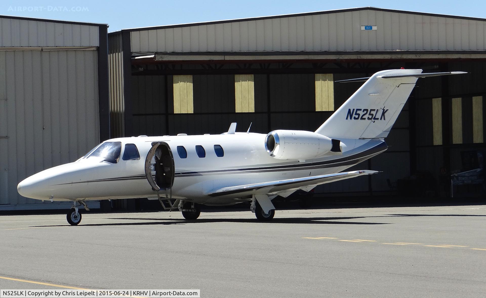 N525LK, 1997 Cessna 525 CitationJet CJ1 C/N 525-0200, A local 1997 Cessna Citation Jet 1 sitting in front of its hangar at Reid Hillview Airport, CA.