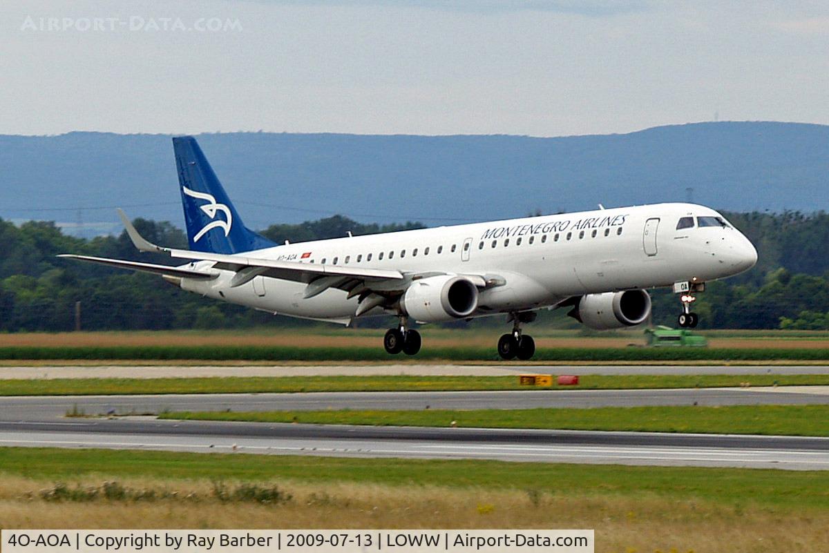 4O-AOA, 2008 Embraer 195LR (ERJ-190-200LR) C/N 19000180, 4O-AOA   Embraer Emb-195-200LR [19000180] (Montenegro Airlines) Vienna-Schwechat~OE 13/07/2009