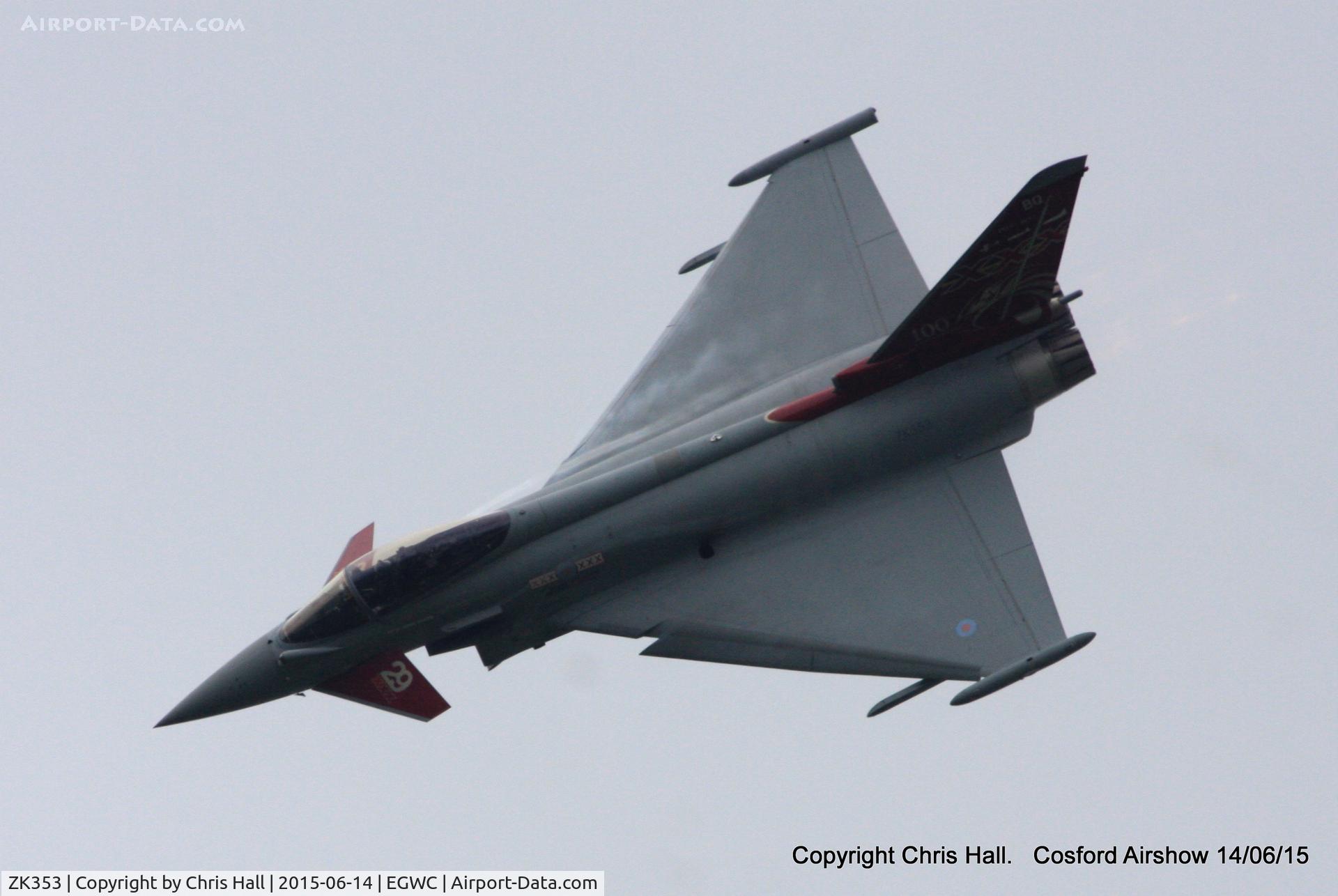 ZK353, 2013 Eurofighter EF-2000 Typhoon FGR4 C/N BS114/411, displaying at the 2015 Cosford Airshow