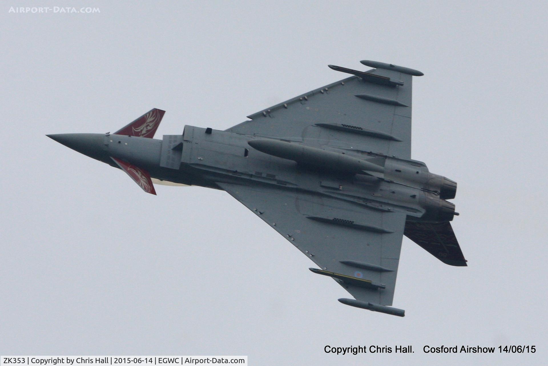 ZK353, 2013 Eurofighter EF-2000 Typhoon FGR4 C/N BS114/411, displaying at the 2015 Cosford Airshow