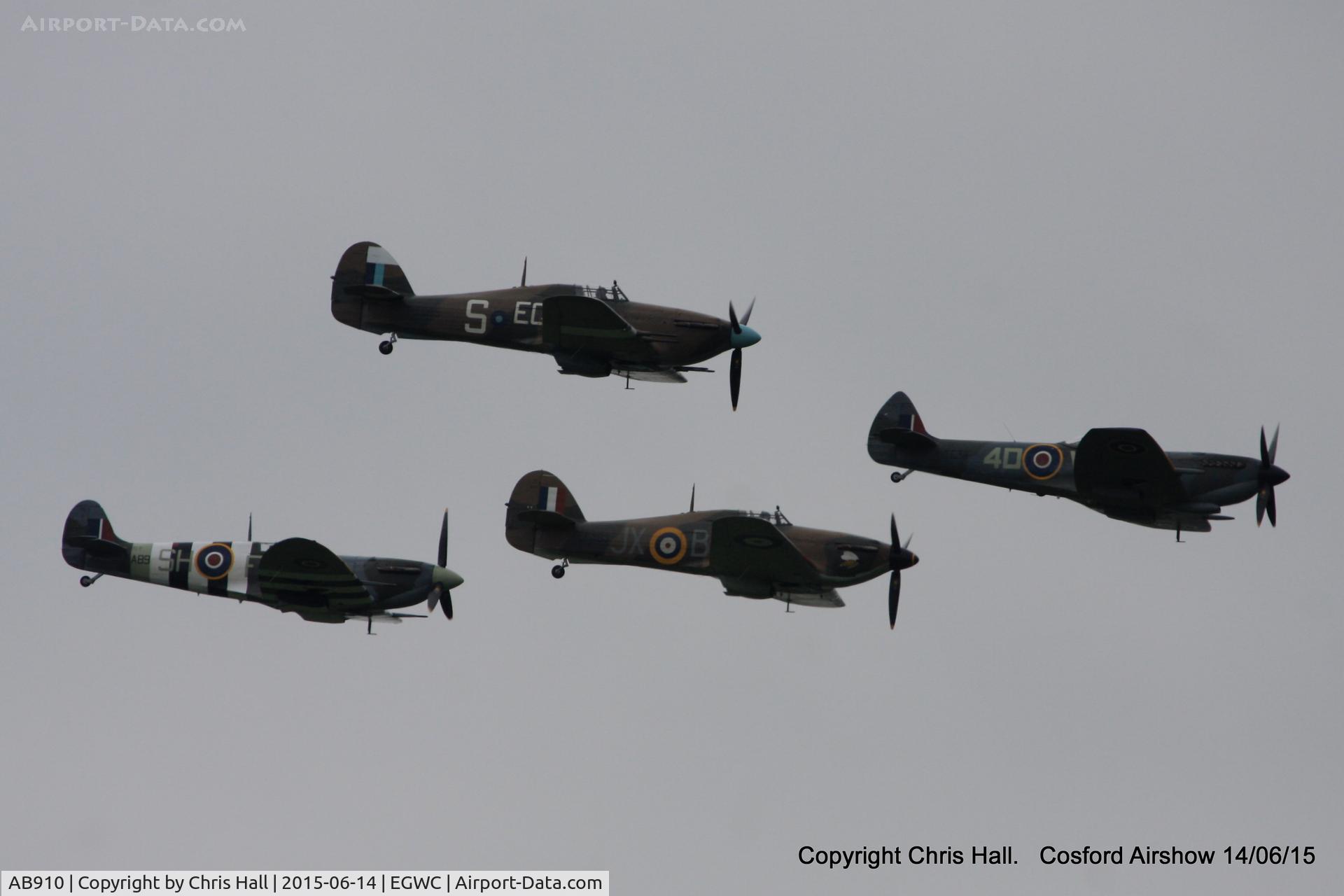 AB910, Supermarine 349 Spitfire LF.Vb C/N CBAF.1061, displaying at the 2015 Cosford Airshow