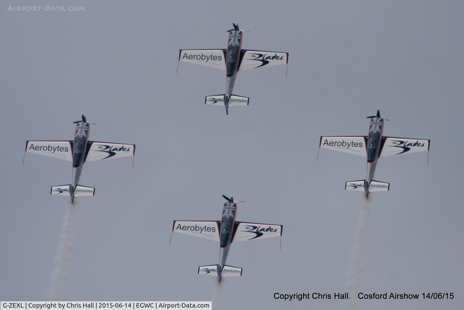 G-ZEXL, 2006 Extra EA-300L C/N 1225, displaying at the 2015 Cosford Airshow