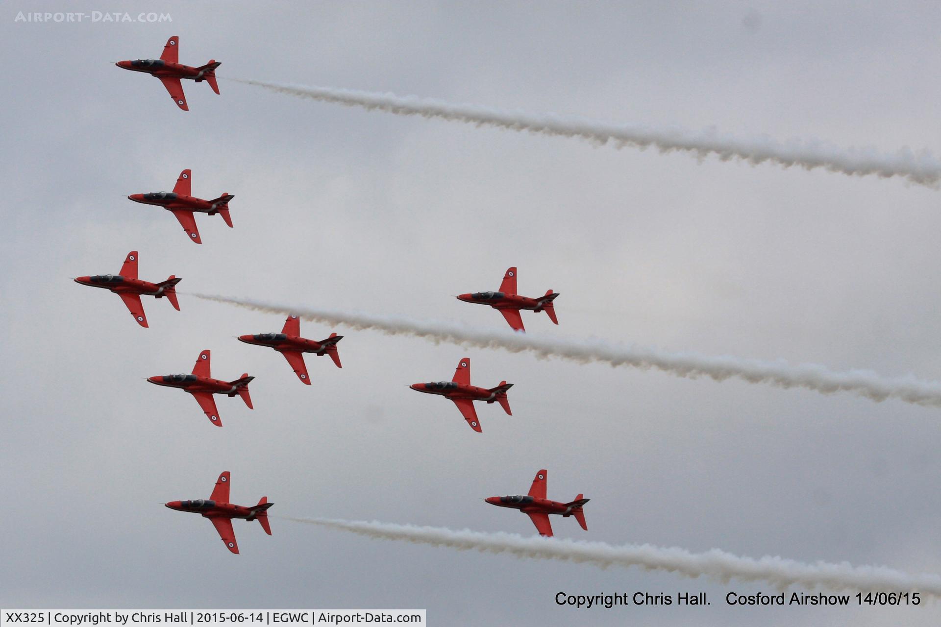 XX325, 1980 Hawker Siddeley Hawk T.1 C/N 169/312150, displaying at the 2015 Cosford Airshow