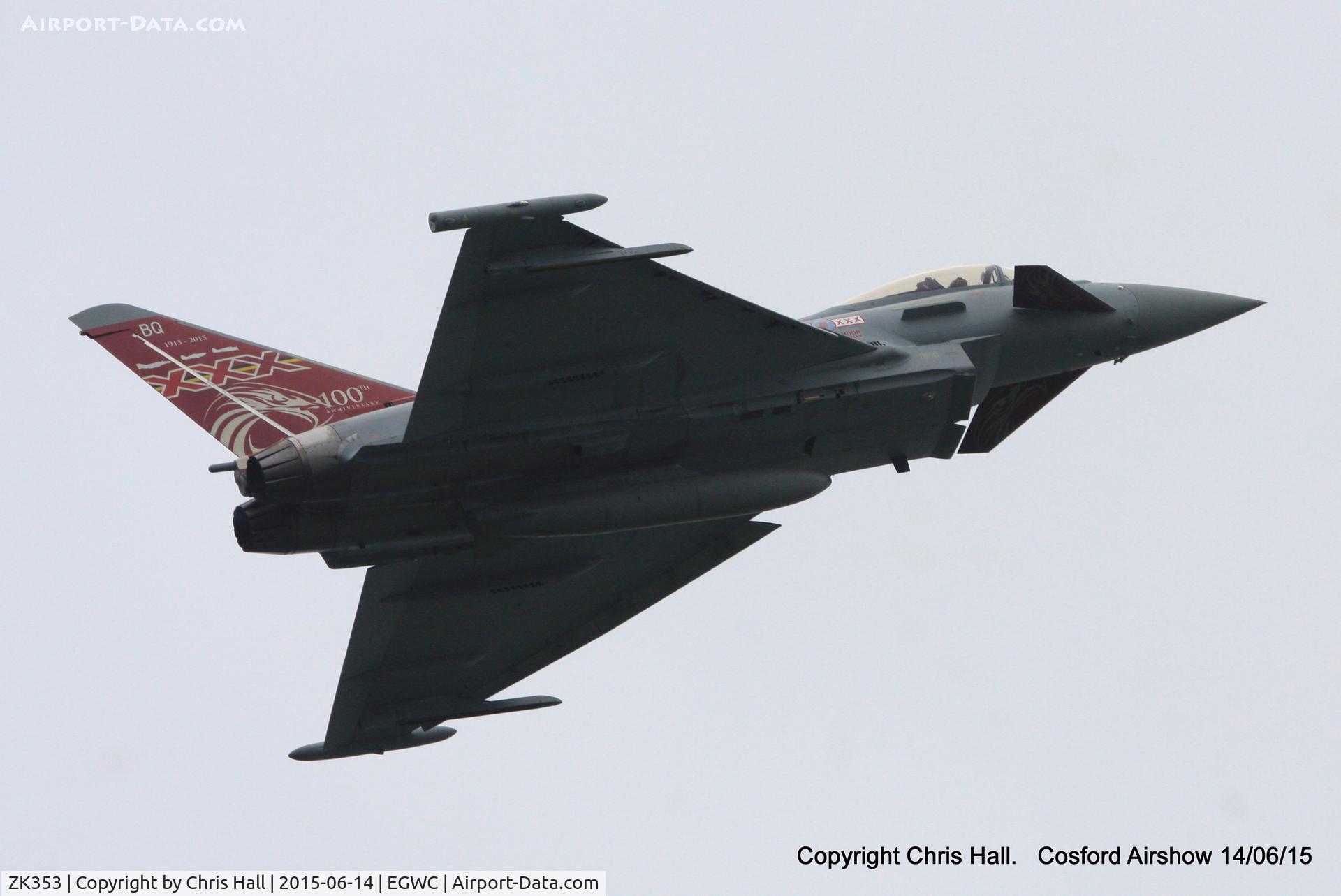 ZK353, 2013 Eurofighter EF-2000 Typhoon FGR4 C/N BS114/411, displaying at the 2015 Cosford Airshow