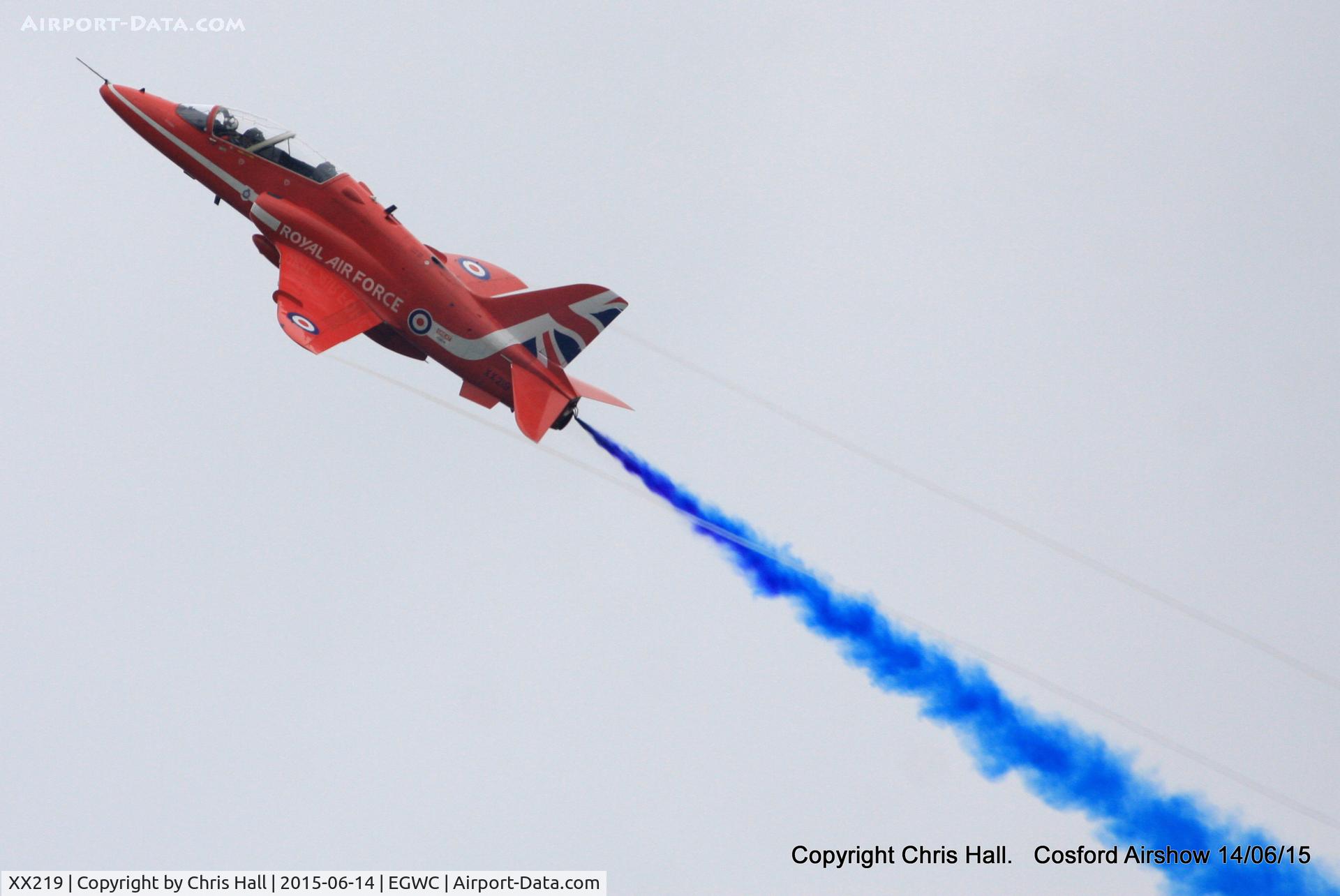 XX219, 1978 Hawker Siddeley Hawk T.1A C/N 055/312055, displaying at the 2015 Cosford Airshow