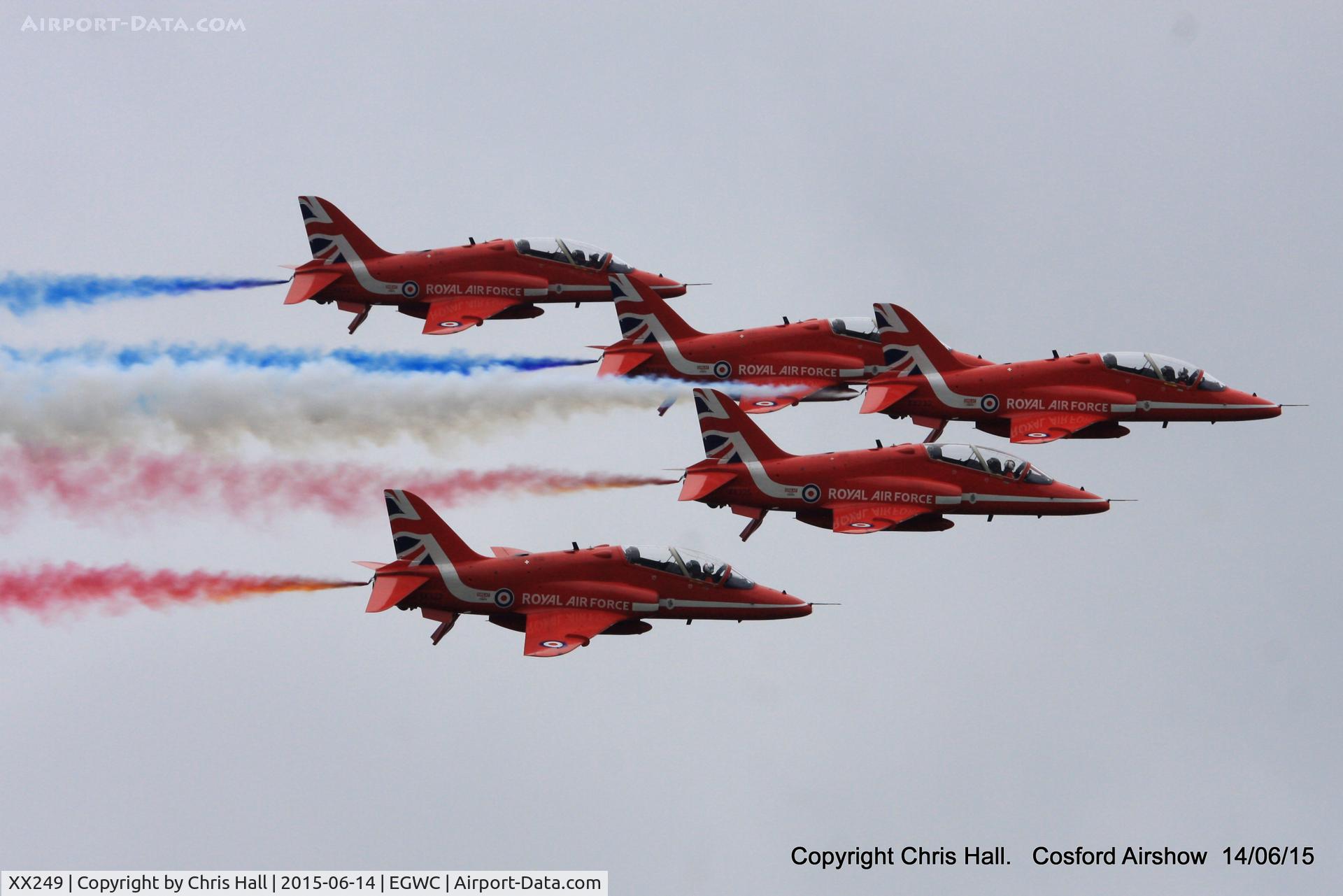 XX249, 1978 Hawker Siddeley Hawk T.1 C/N 085/312085, displaying at the 2015 Cosford Airshow