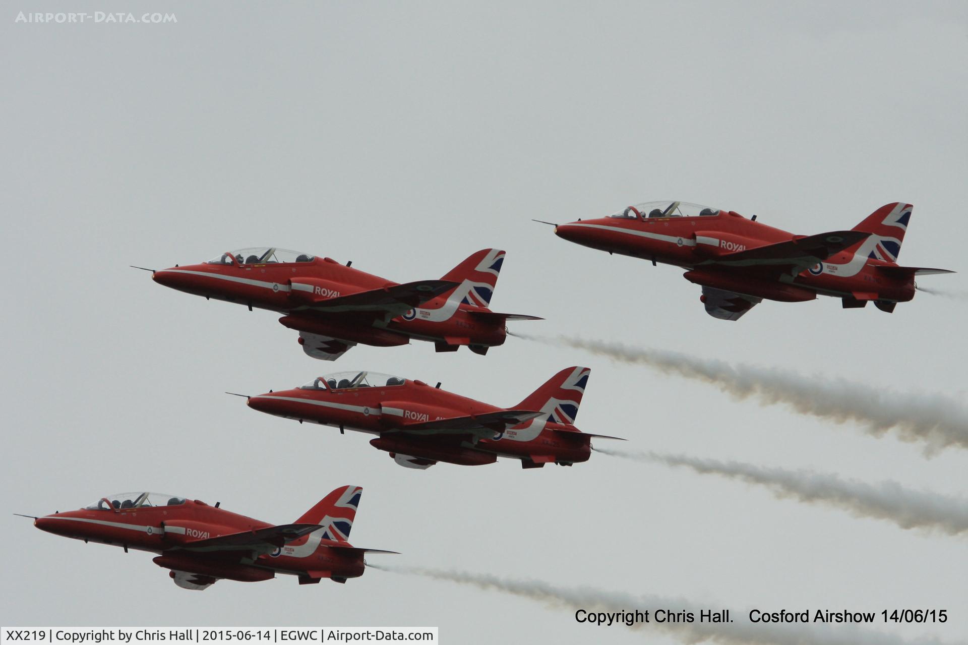 XX219, 1978 Hawker Siddeley Hawk T.1A C/N 055/312055, displaying at the 2015 Cosford Airshow