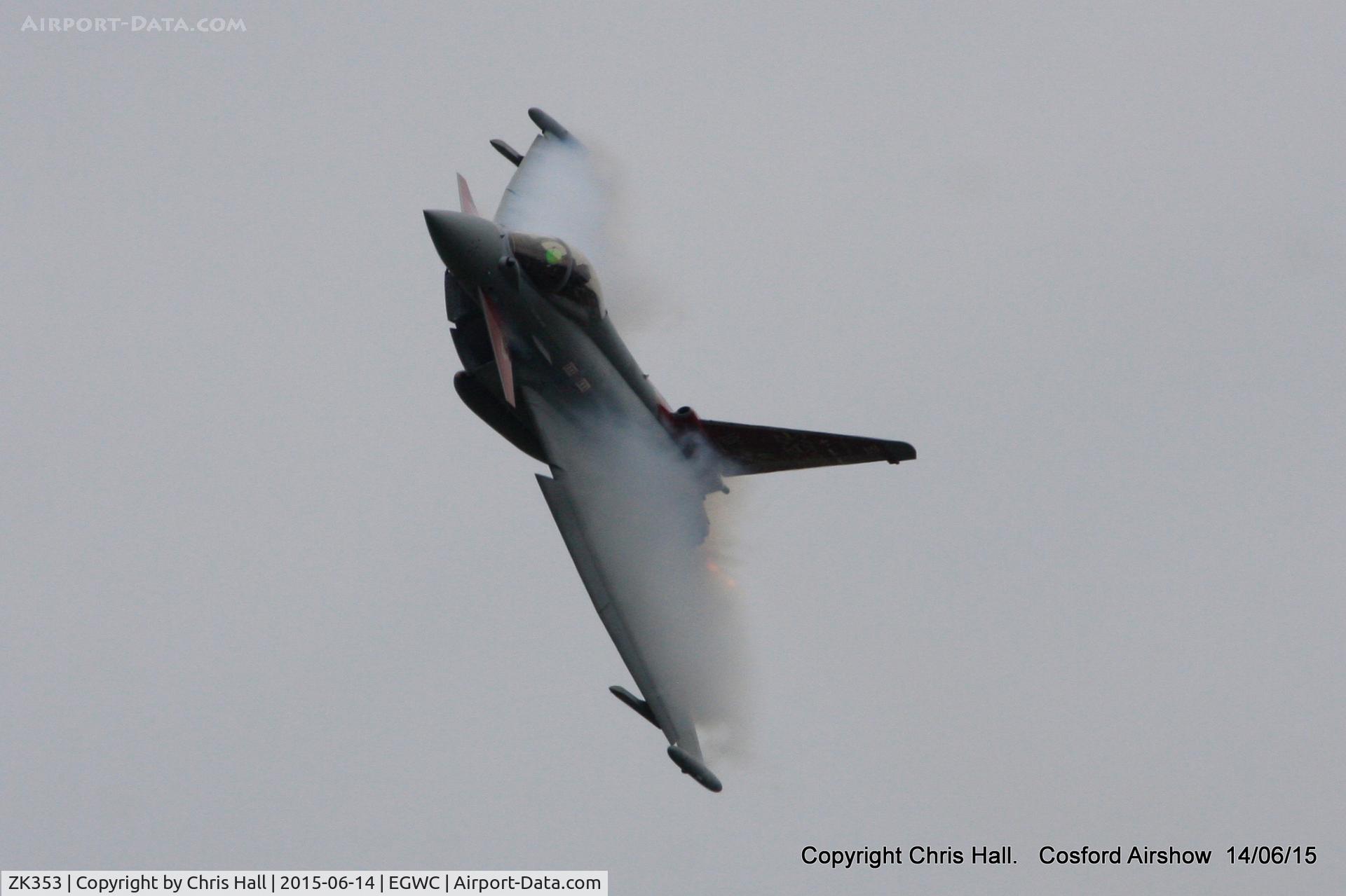 ZK353, 2013 Eurofighter EF-2000 Typhoon FGR4 C/N BS114/411, displaying at the 2015 Cosford Airshow