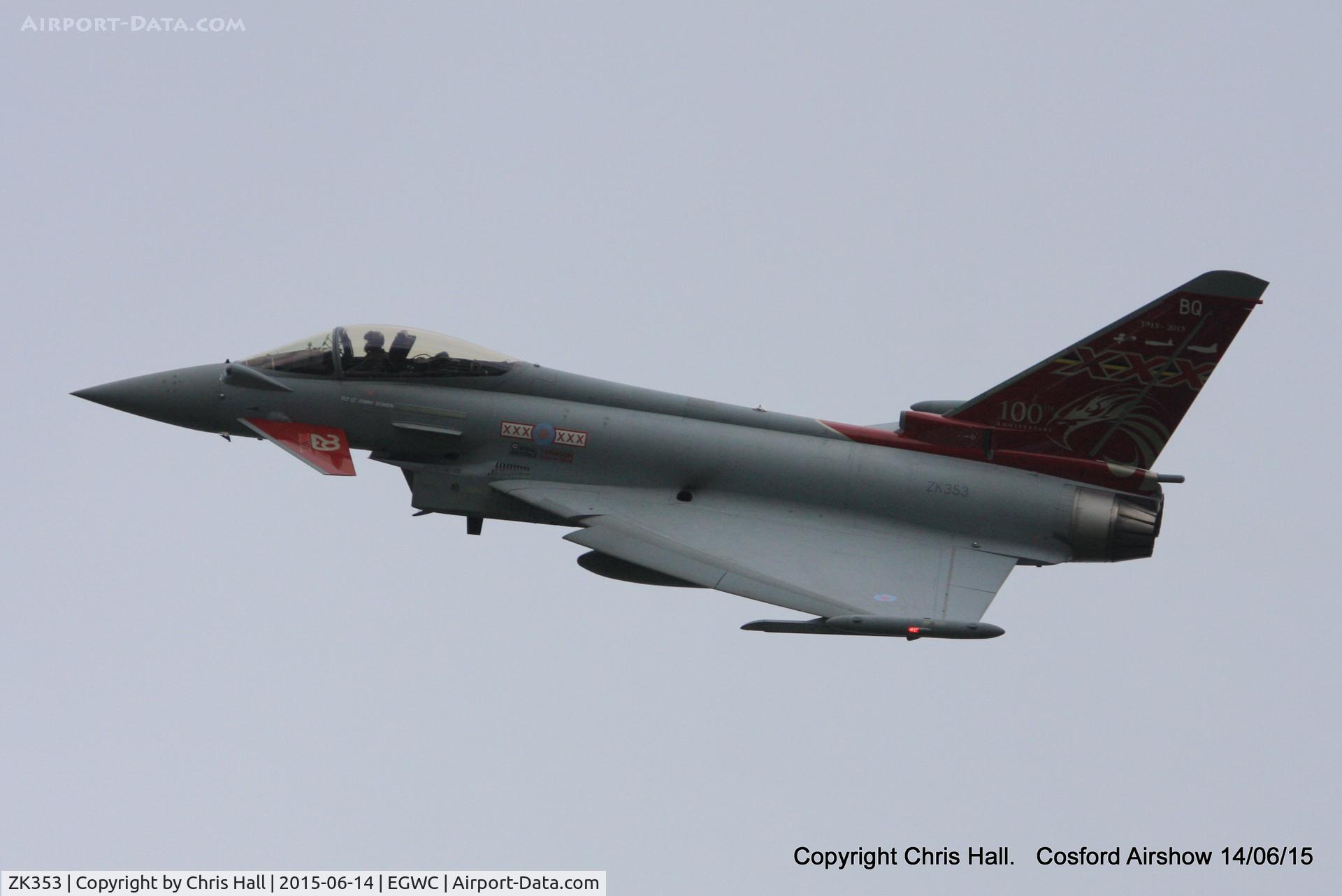 ZK353, 2013 Eurofighter EF-2000 Typhoon FGR4 C/N BS114/411, displaying at the 2015 Cosford Airshow