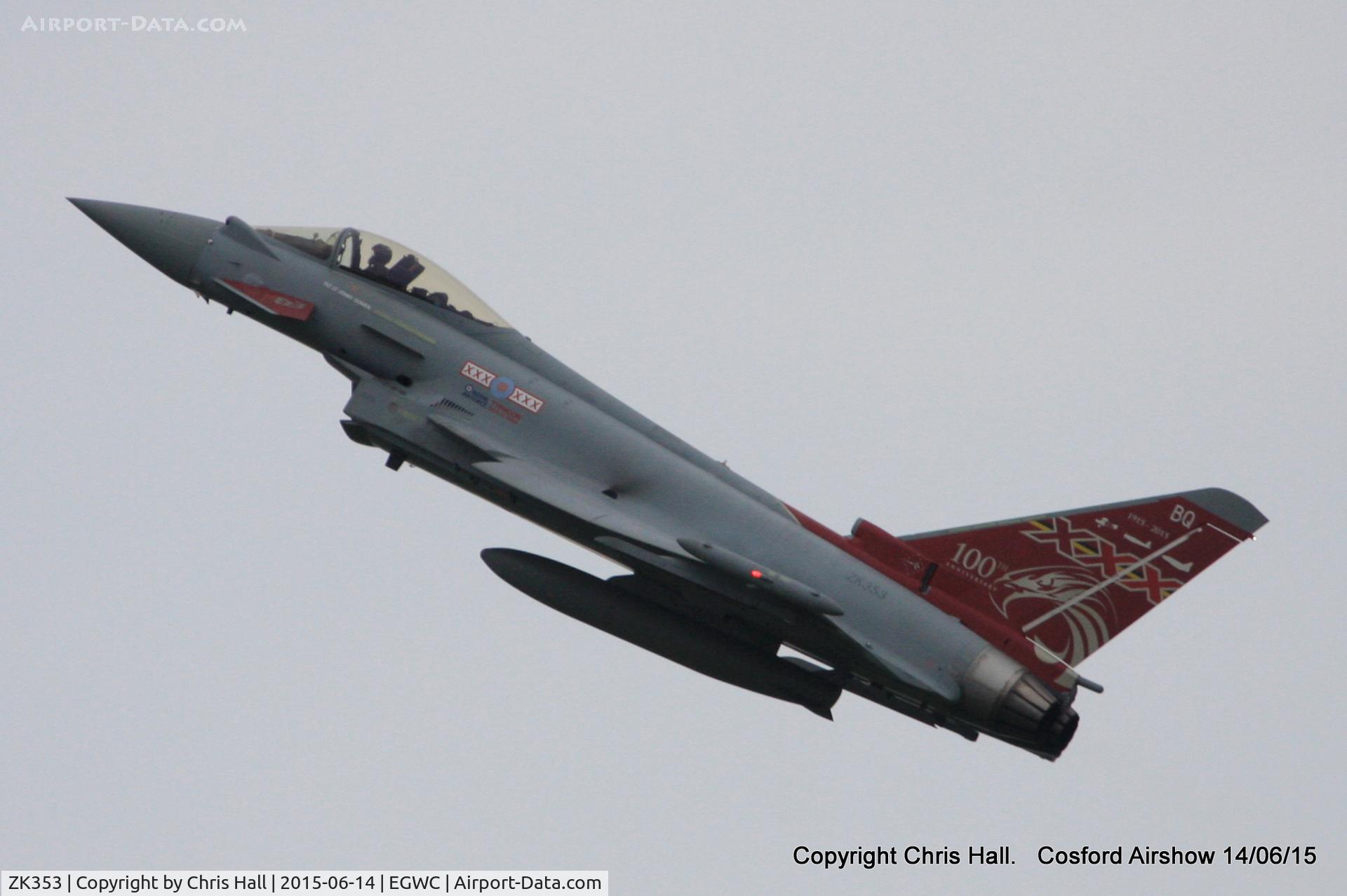 ZK353, 2013 Eurofighter EF-2000 Typhoon FGR4 C/N BS114/411, displaying at the 2015 Cosford Airshow