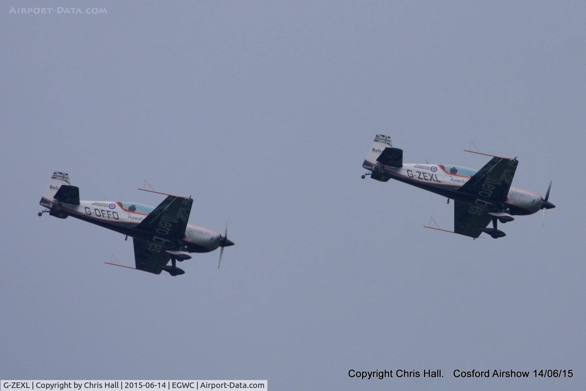 G-ZEXL, 2006 Extra EA-300L C/N 1225, displaying at the 2015 Cosford Airshow