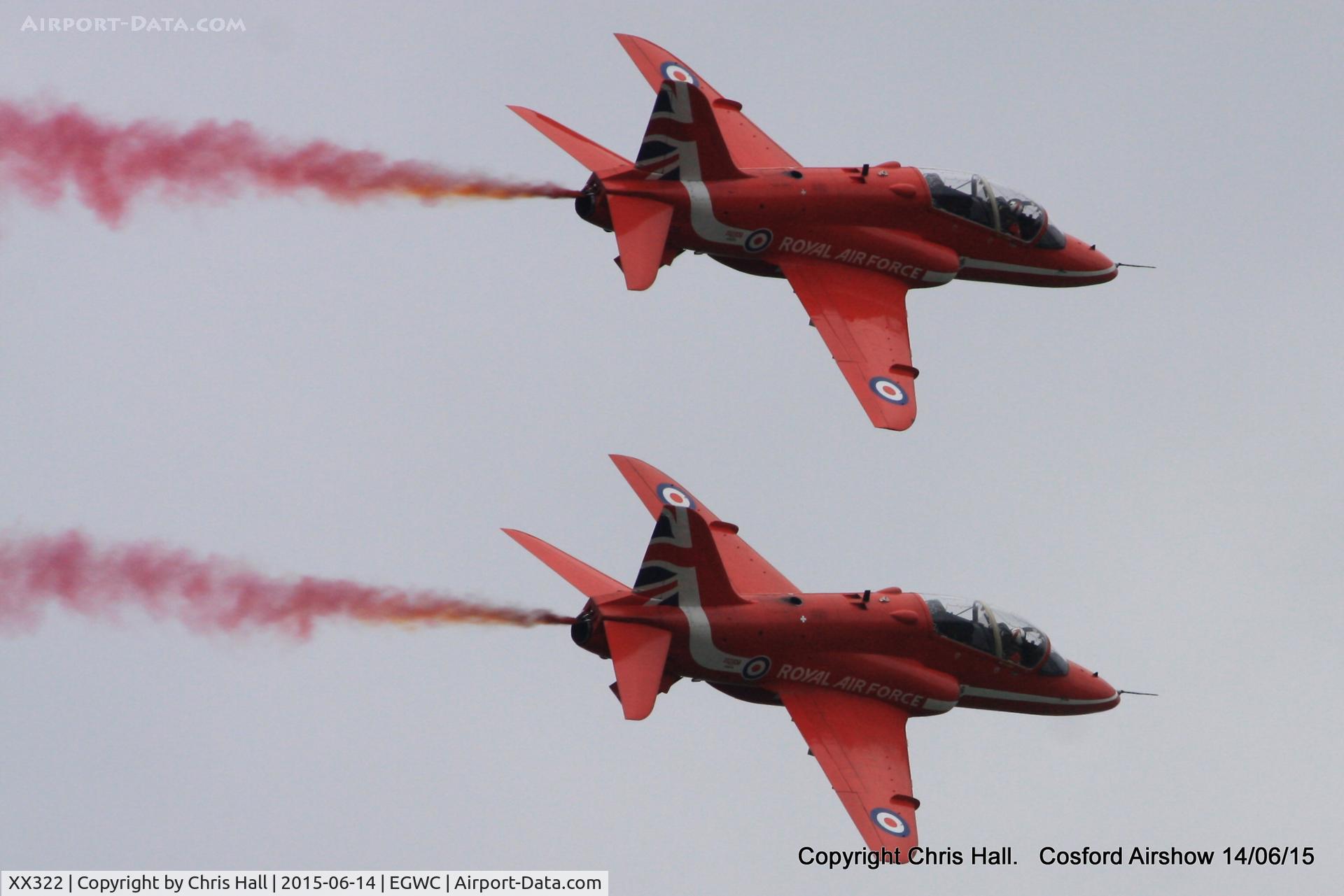 XX322, 1980 Hawker Siddeley Hawk T.1A C/N 165/312147, displaying at the 2015 Cosford Airshow